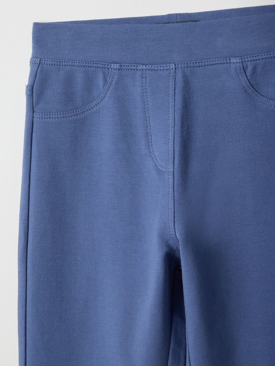 Girls' Blue Flare Fit Cotton Stretch Treggings_2