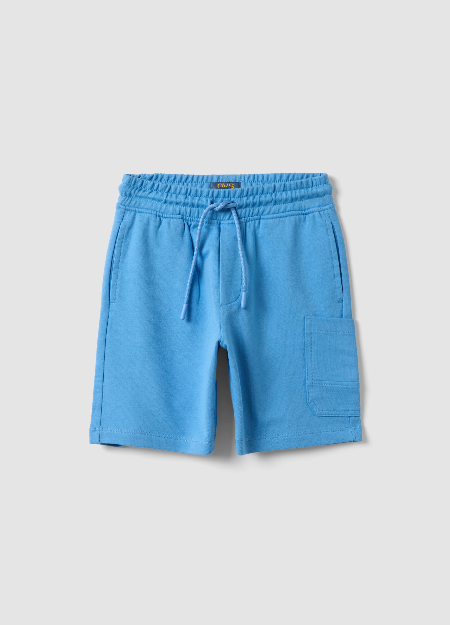 Children's regular fit sky blue pure cotton shorts
