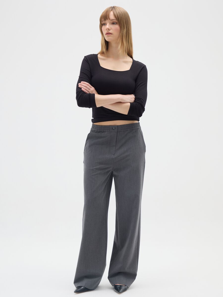 Black stretch viscose jersey regular fit_1