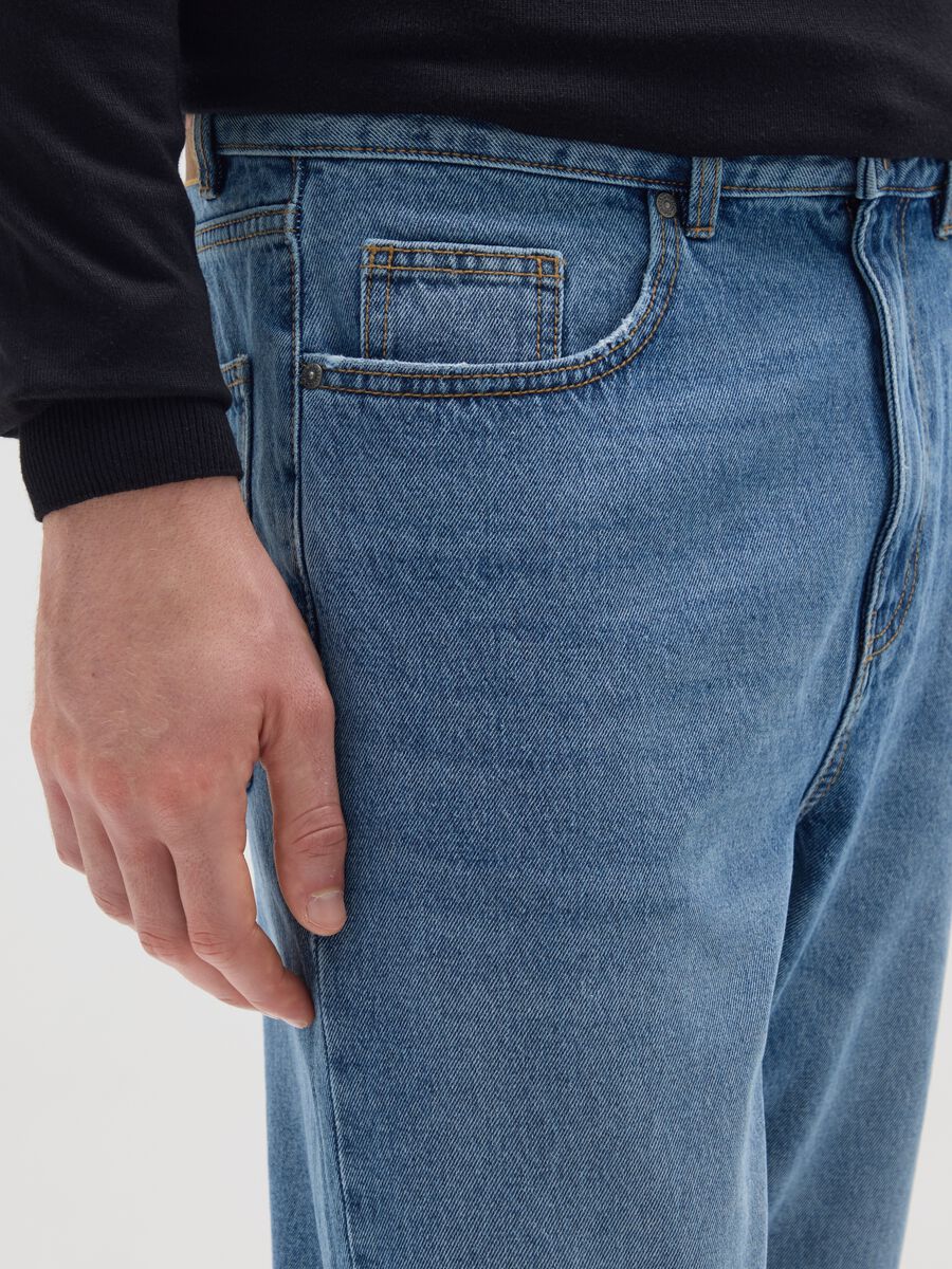 Pure cotton denim regular tapered jeans_3