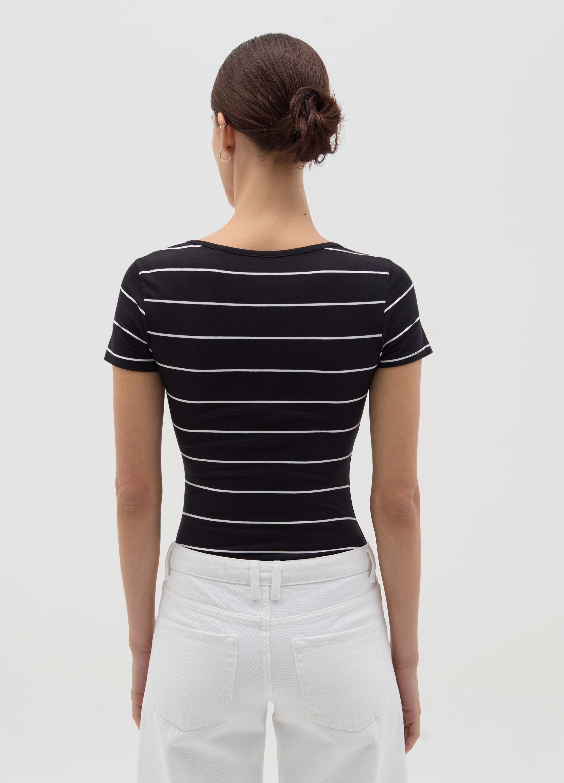 Striped bodysuit with short sleeves