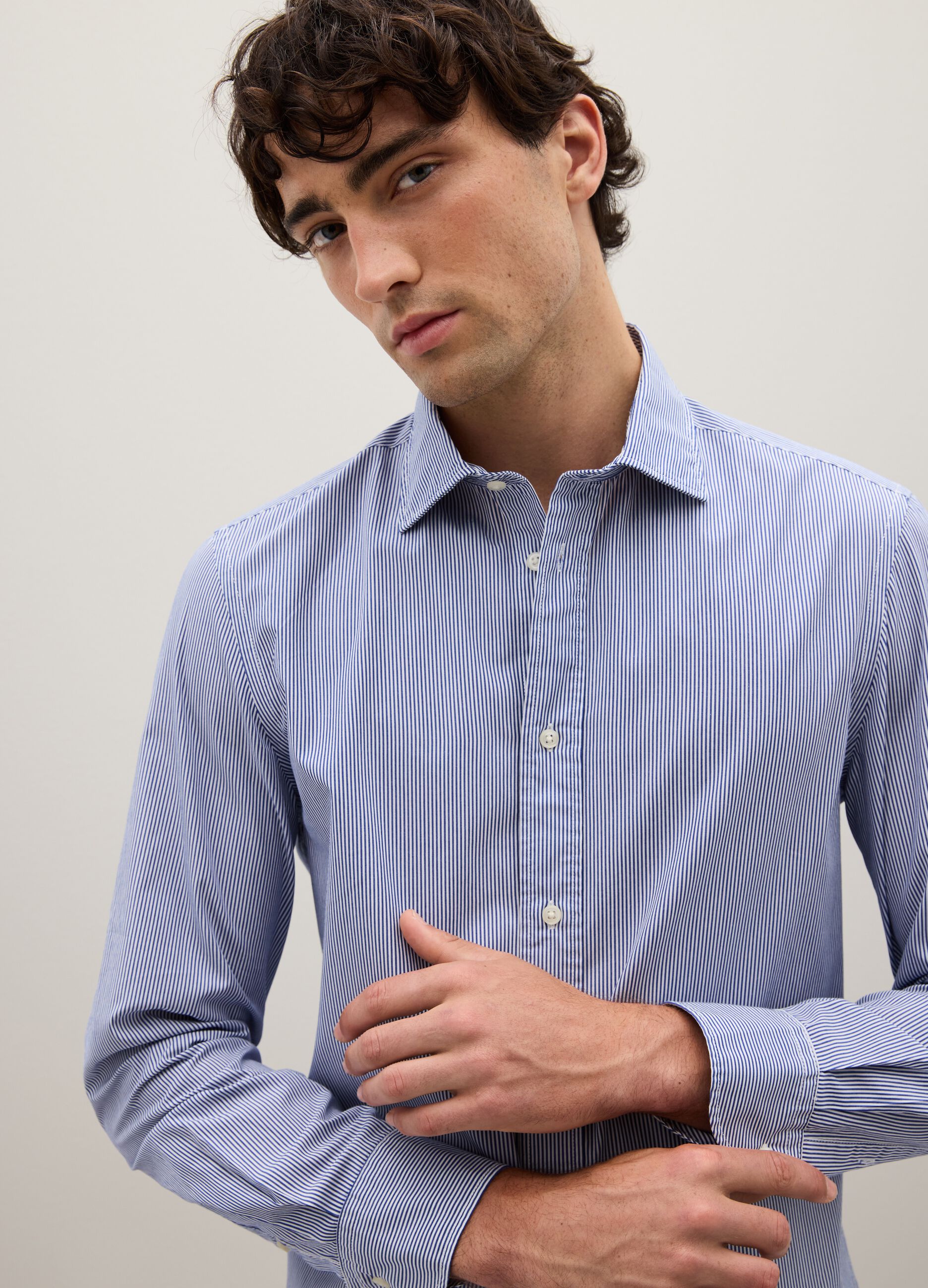 Regular fit blue pure cotton shirt