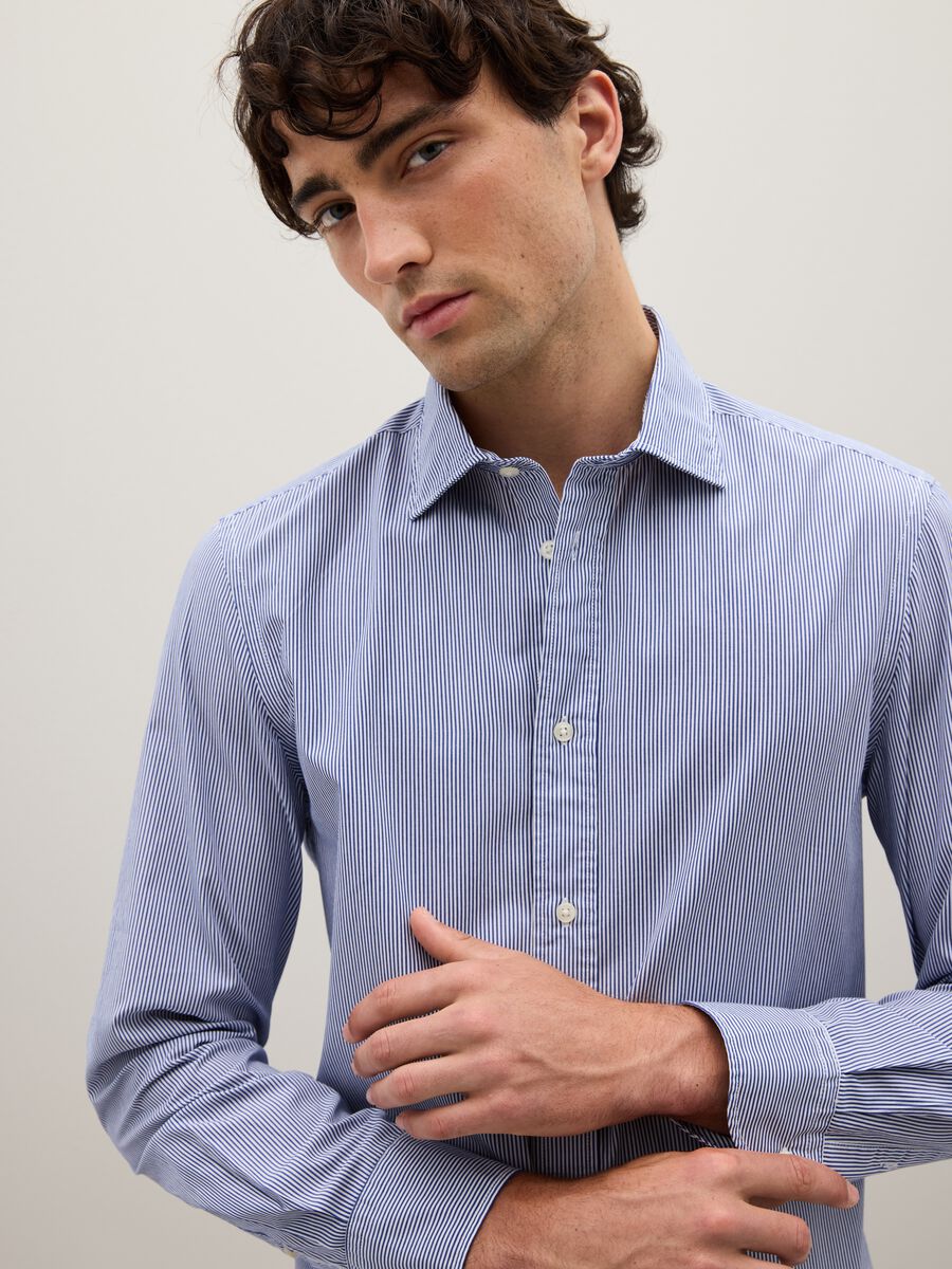 Regular fit blue pure cotton shirt_2