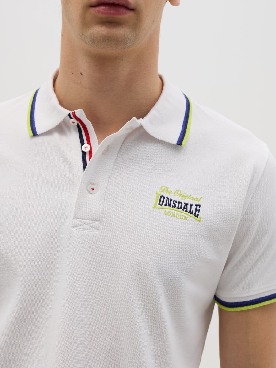 White short-sleeved polo shirt in cotton_2