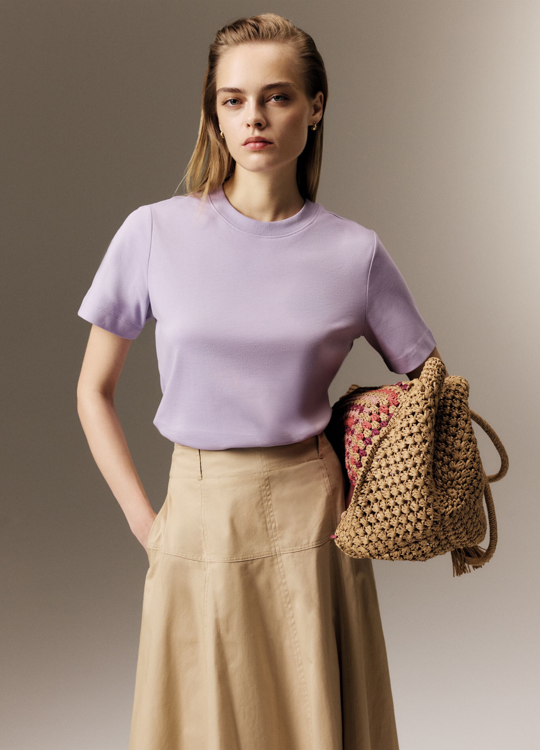 Purple pure cotton relaxed fit T-shirt