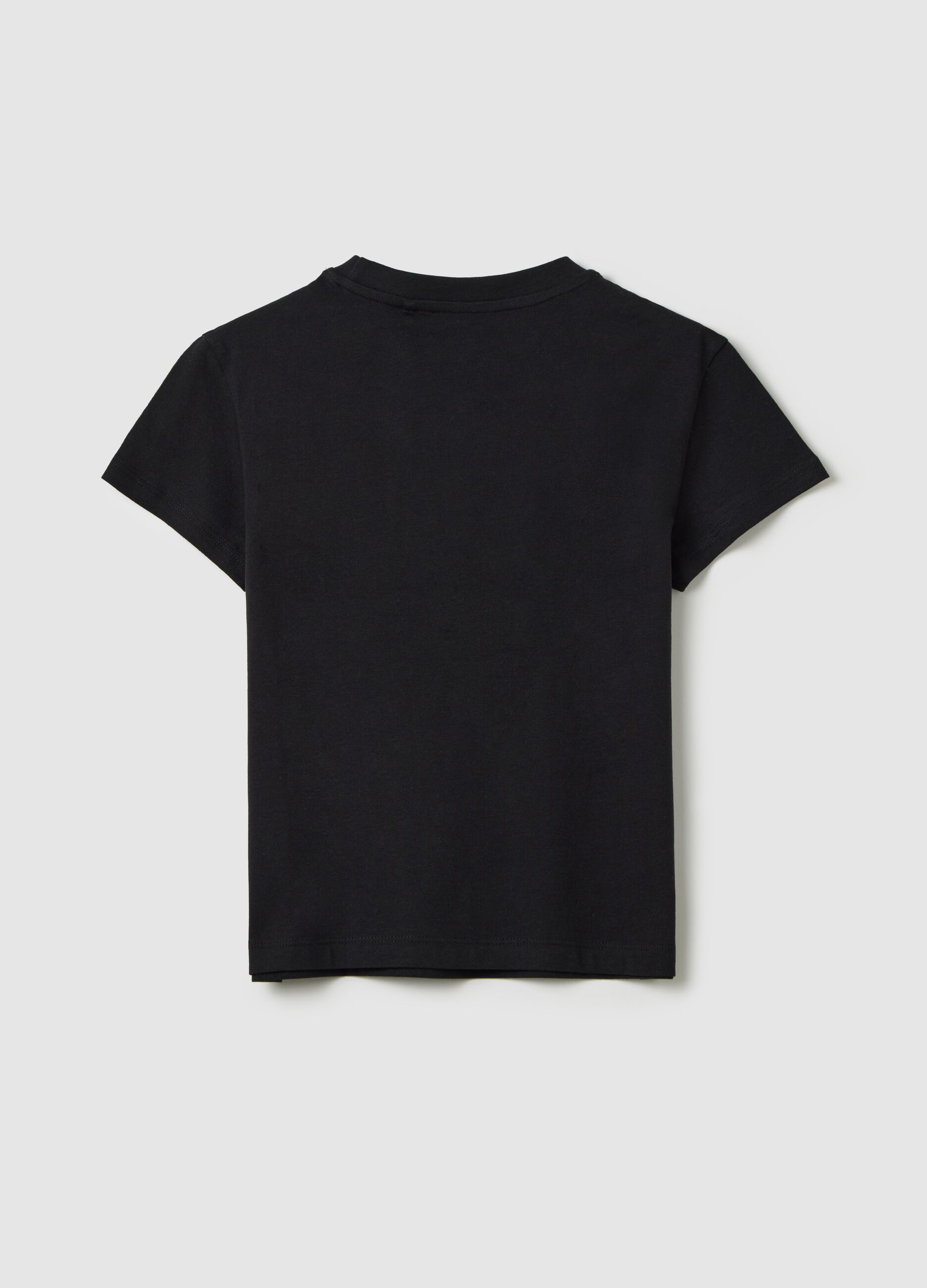 Black cotton T-shirt with lettering print