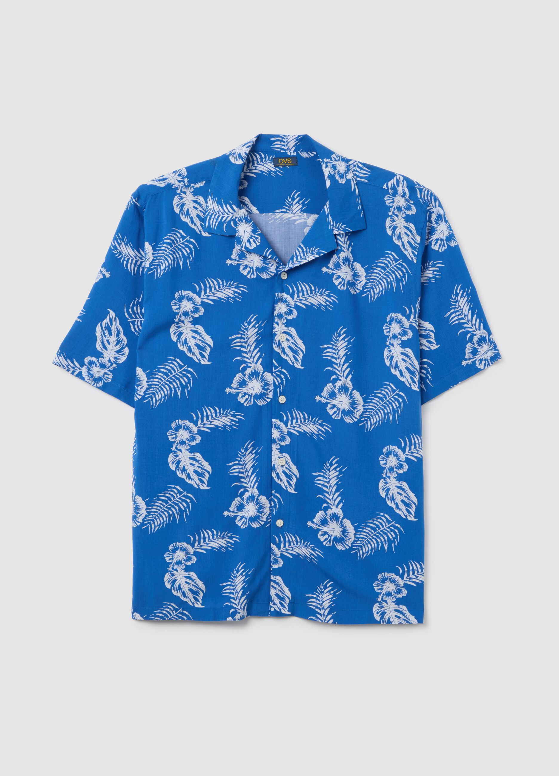 Men's multicoloured pure viscose oversized shirt