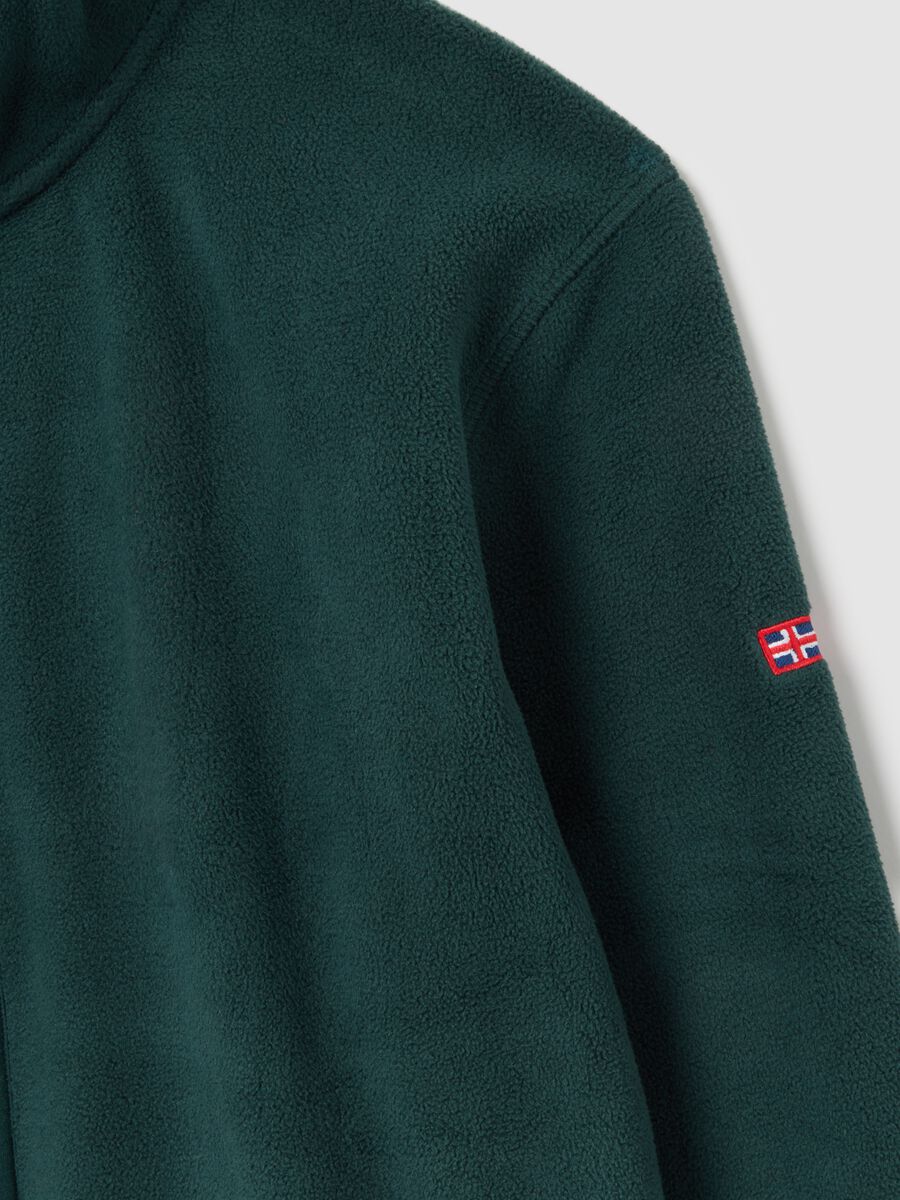 Green regular fit fleece sweatshirt with zip_5