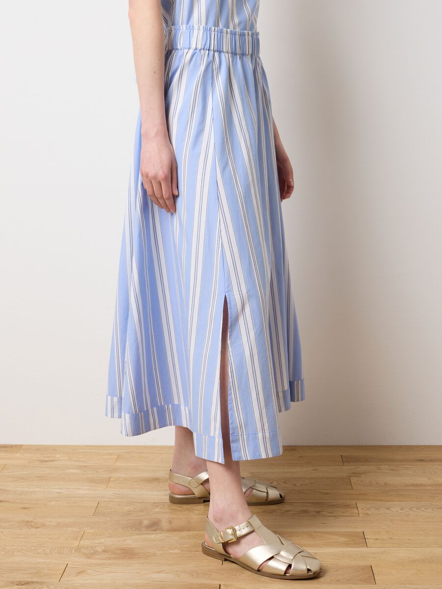 Ladies' midi skirt in pure multicolour cotton_2
