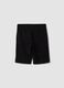 Black pure cotton bermuda shorts with elasticated waist_1