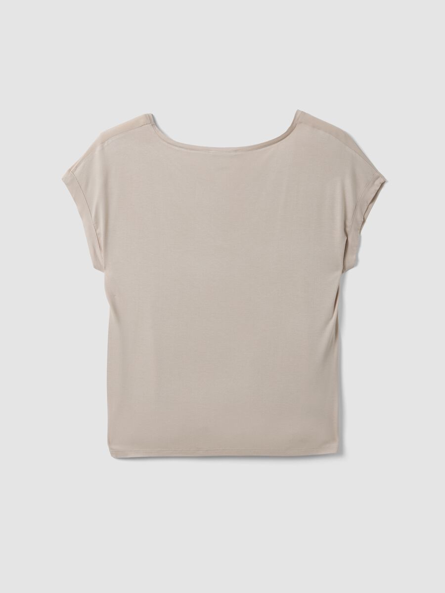 Beige pure viscose V-neck T-shirt, regular fit_1