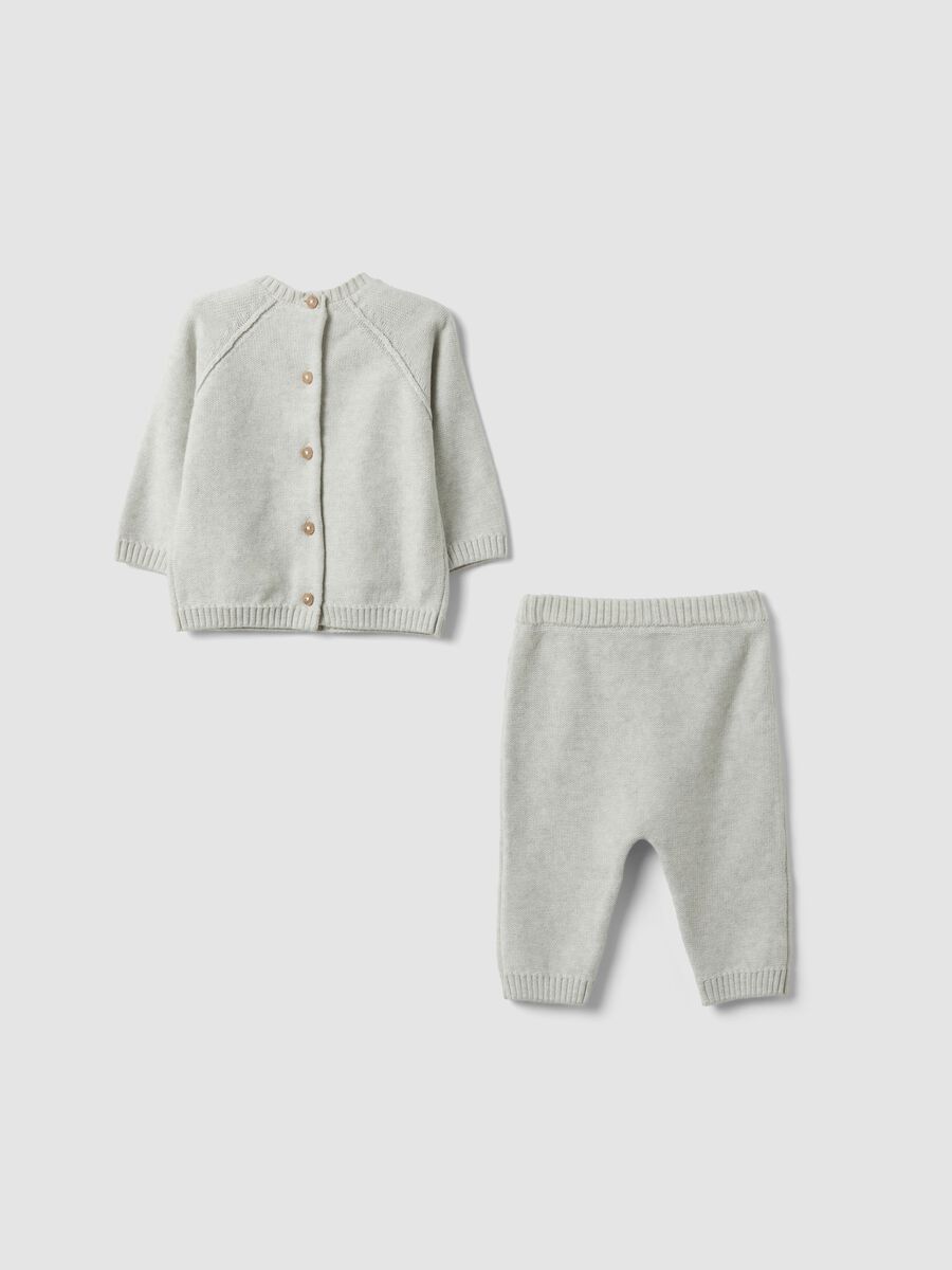 Completo grigio in maglia di puro cotone organico per neonati_1