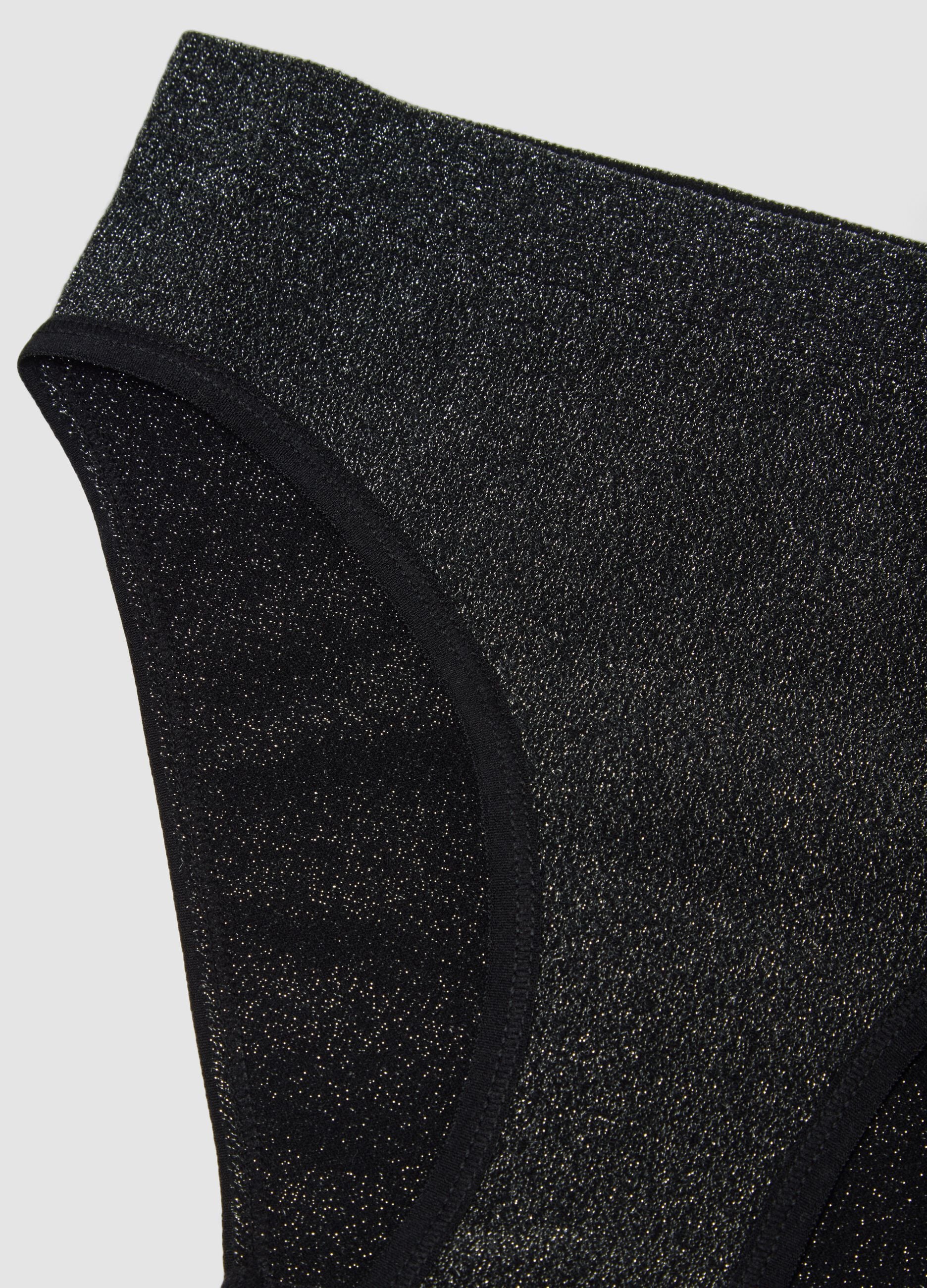 Black organic cotton regular-waist briefs with Lurex