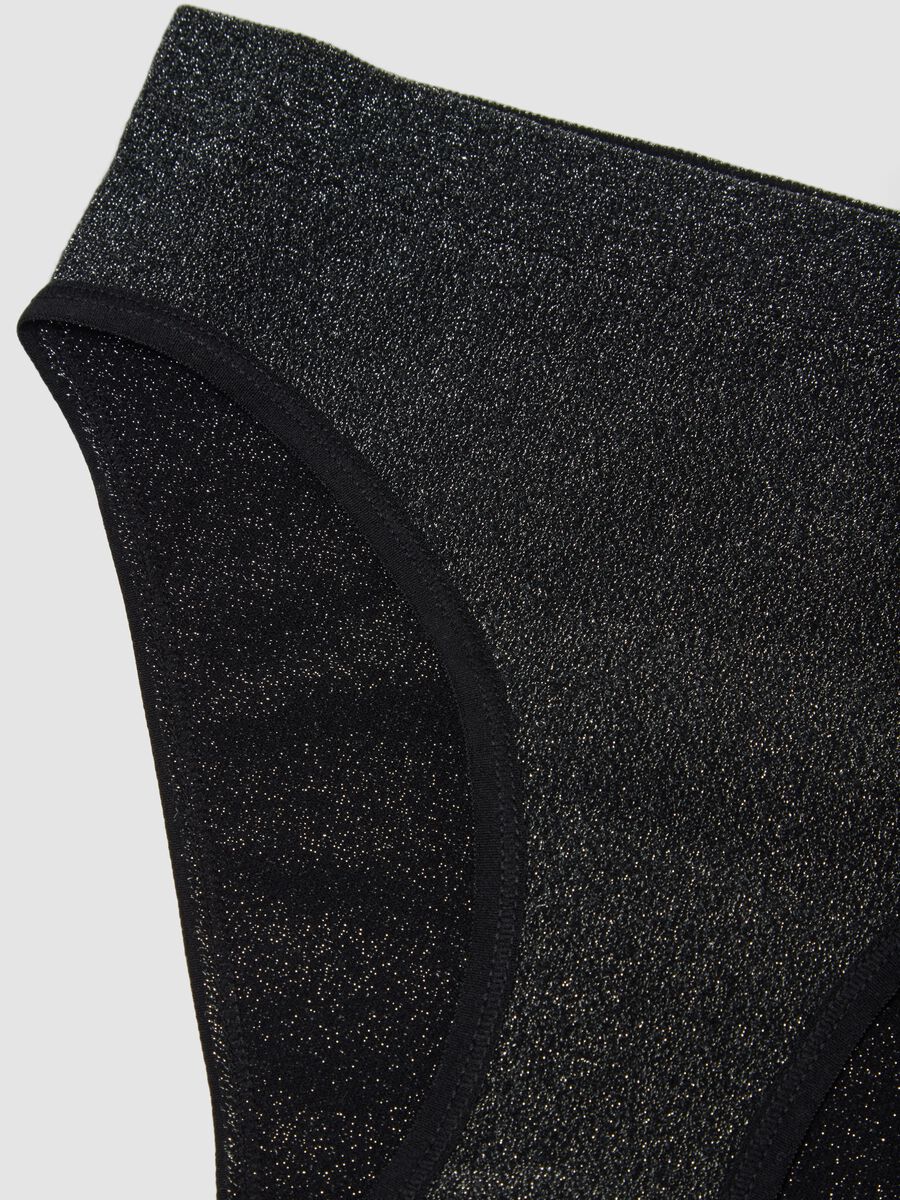 Black organic cotton regular-waist briefs with Lurex_2