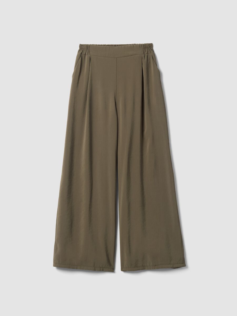 Pantaloni palazzo verdi in misto viscosa_4