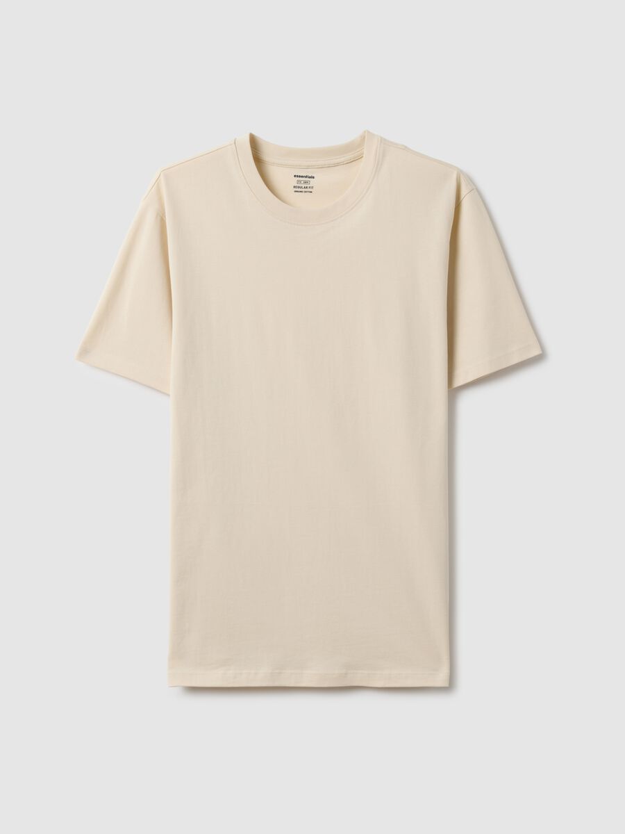 Beige pure cotton T-shirt regular fit_4