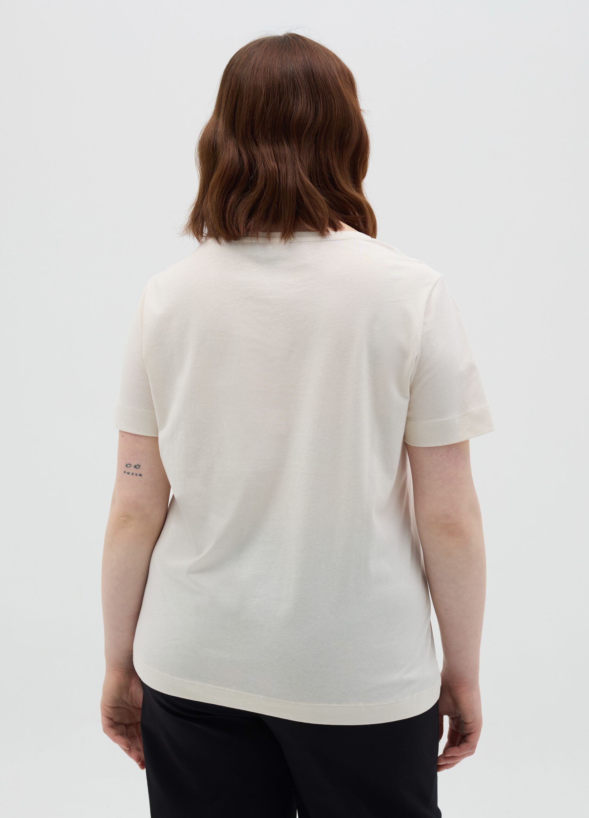 White cropped T-shirt with Antibes print