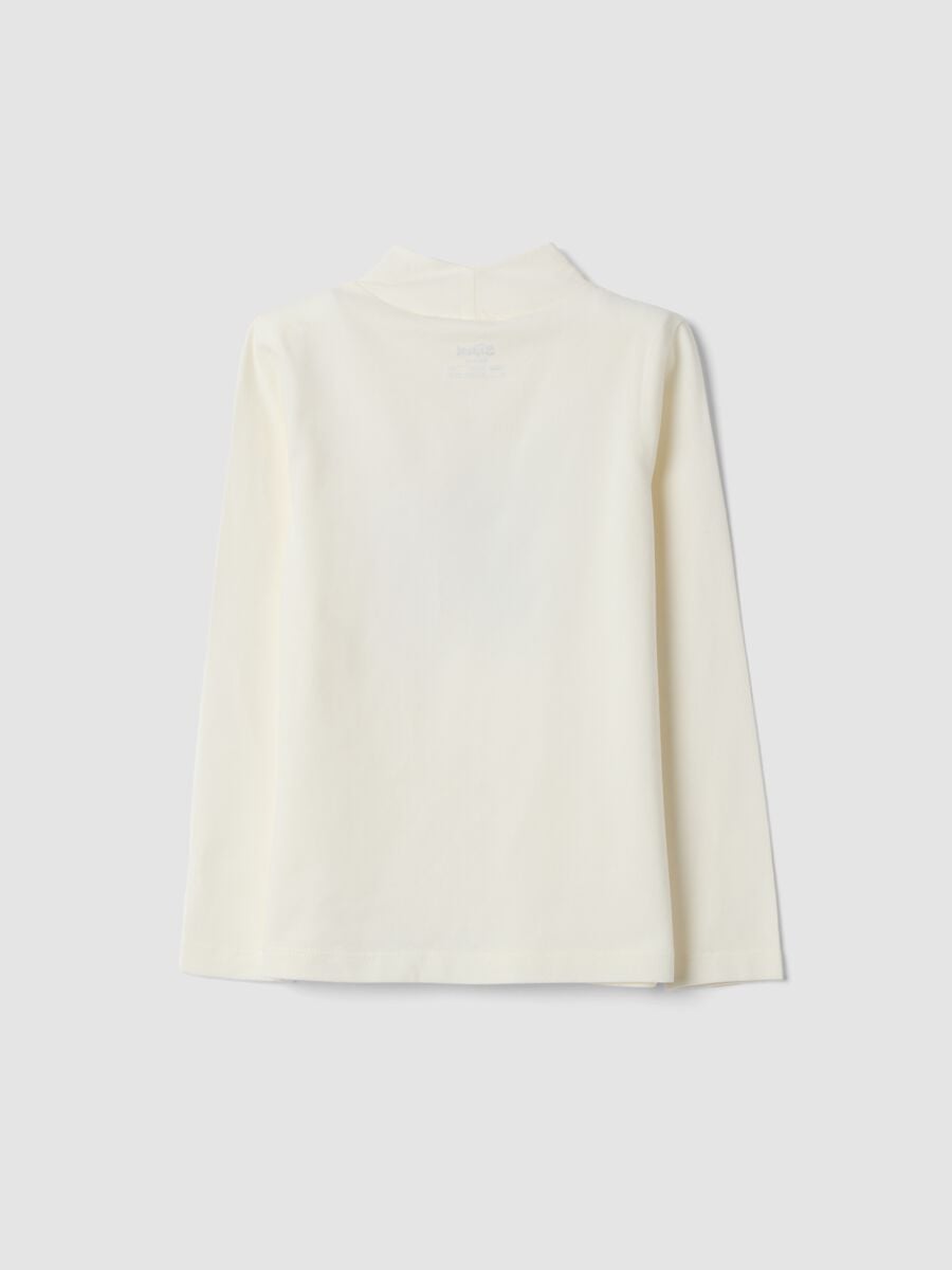 T-shirt bianca in cotone elasticizzato con stampa Lilo & Stitch_1