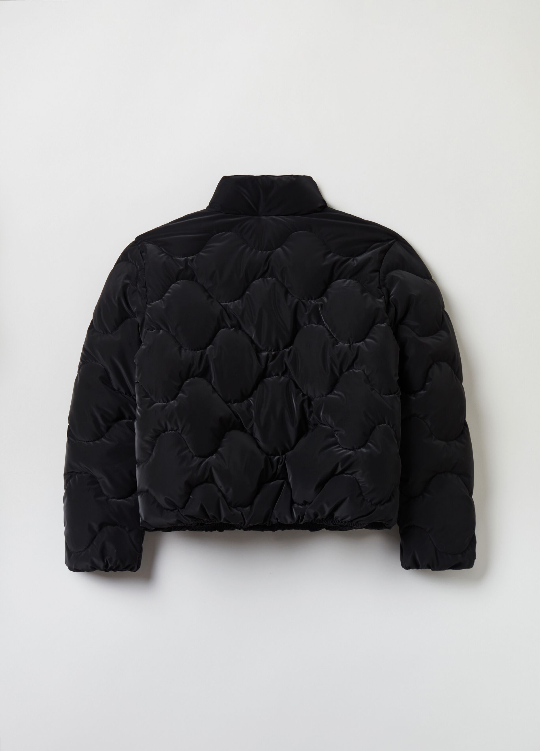 Bomber cropped imbottito a collo alto_1