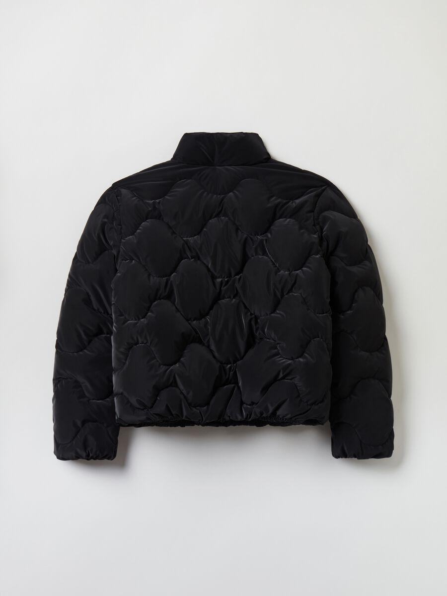 Bomber cropped imbottito a collo alto_1