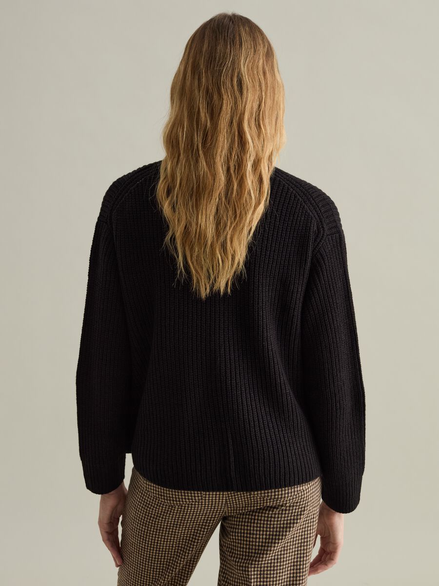 Ribbed oversized cardigan with V neck_2
