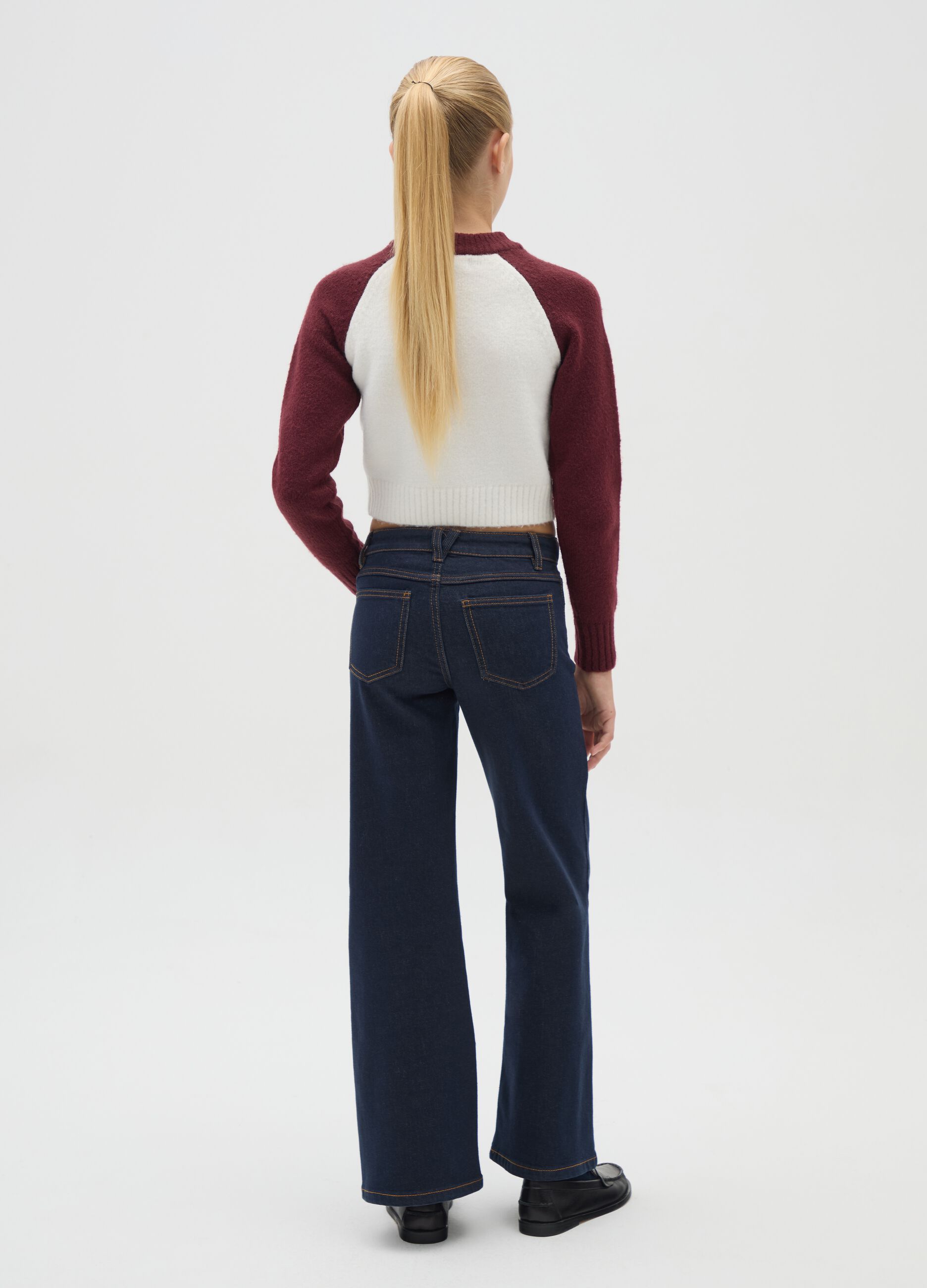 Girls' blue wide leg denim jeans