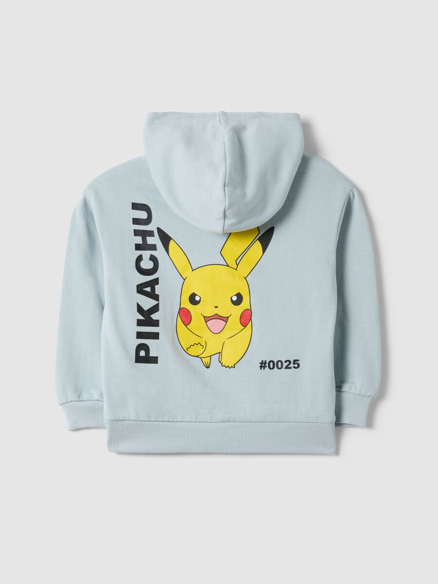 Felpa in misto cotone azzurra per bambino con stampa Pikachu_1