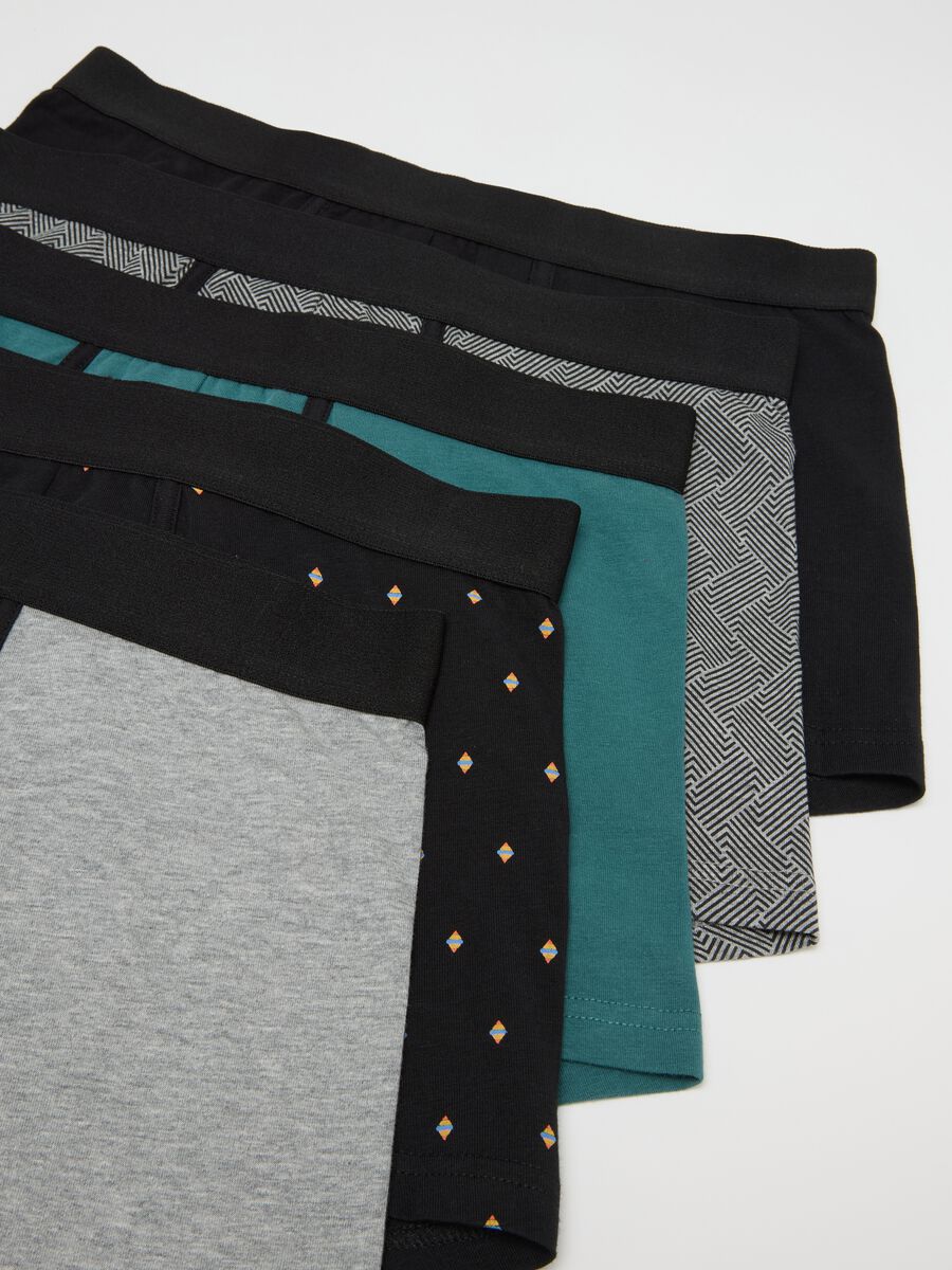 Multipack di cinque boxer in cotone elasticizzato multicolor_1