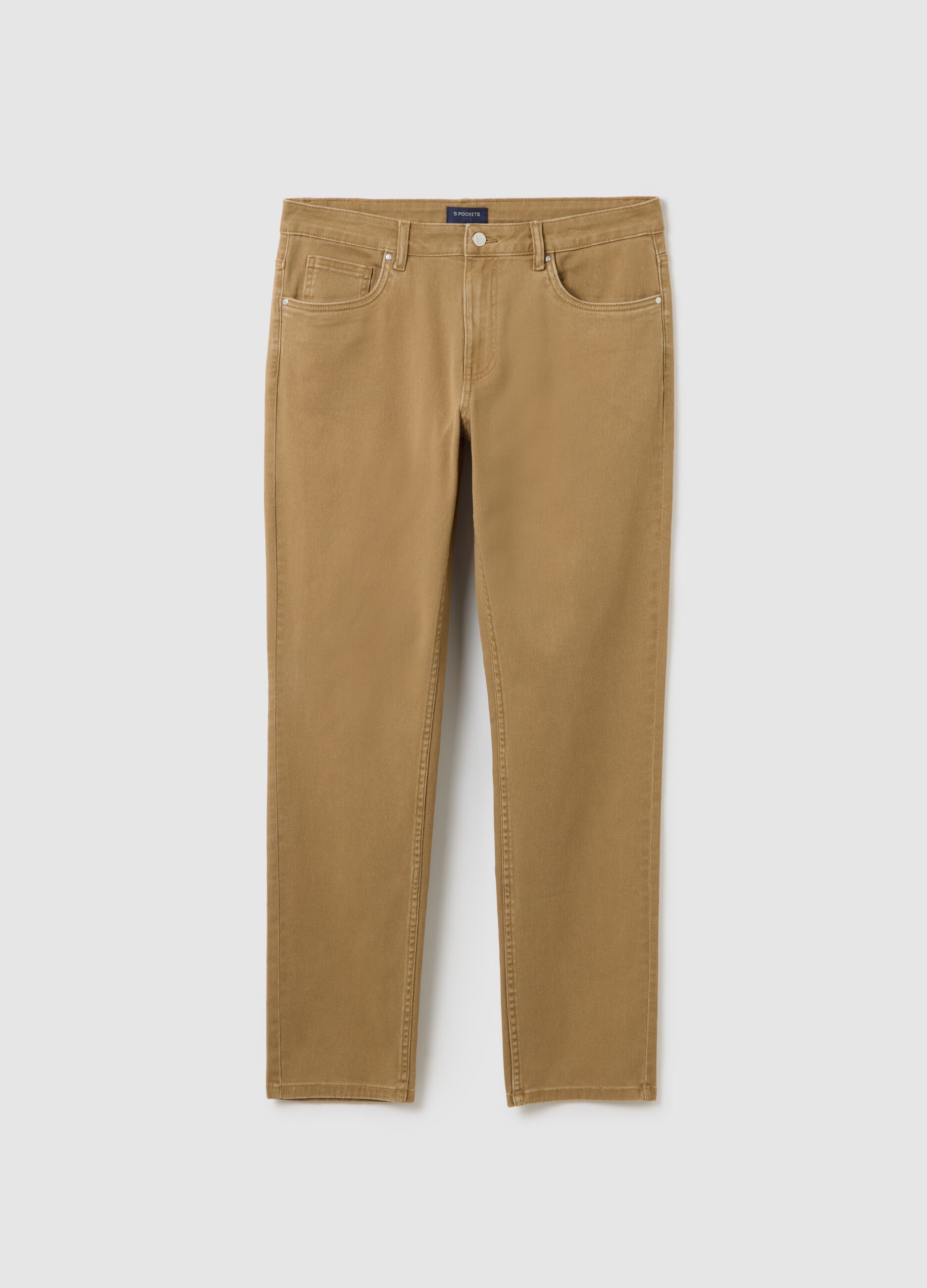 Pantaloni in cotone elasticizzato beige slim fit