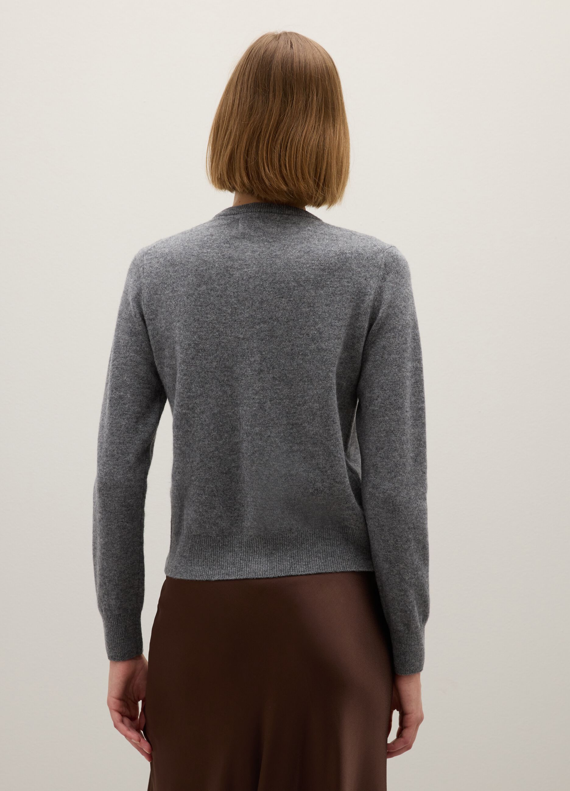 Grey pure wool cardigan regular fit