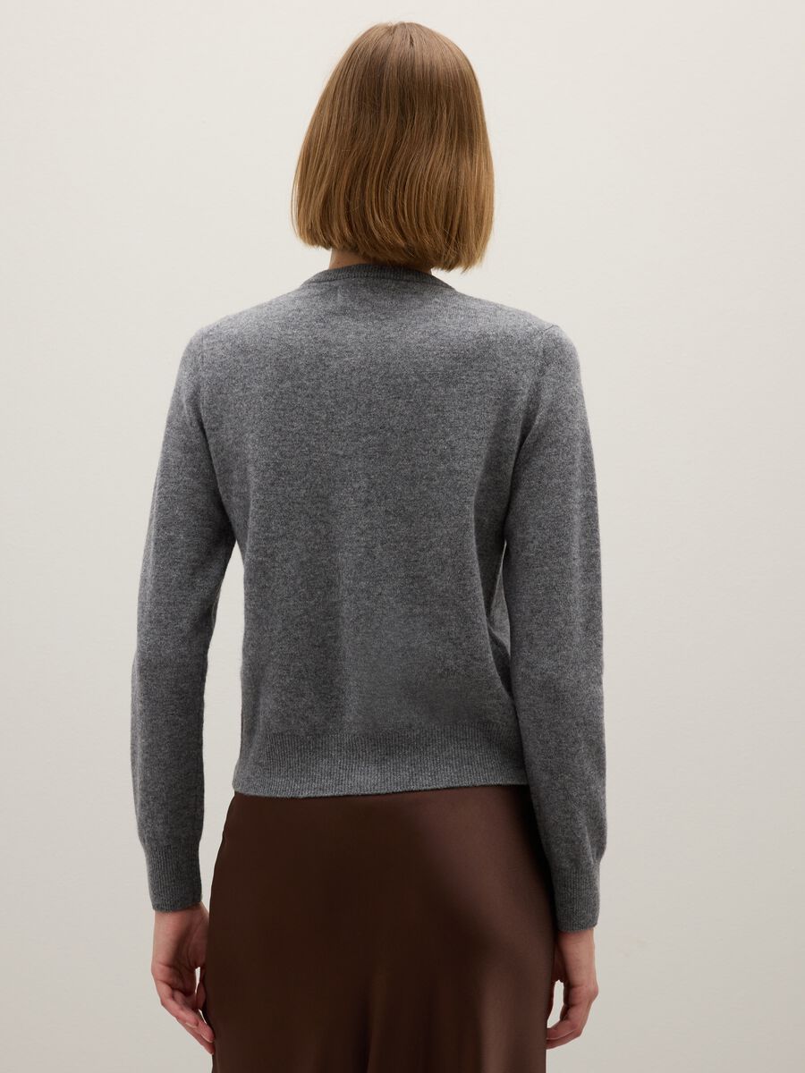 Grey pure wool cardigan regular fit_3