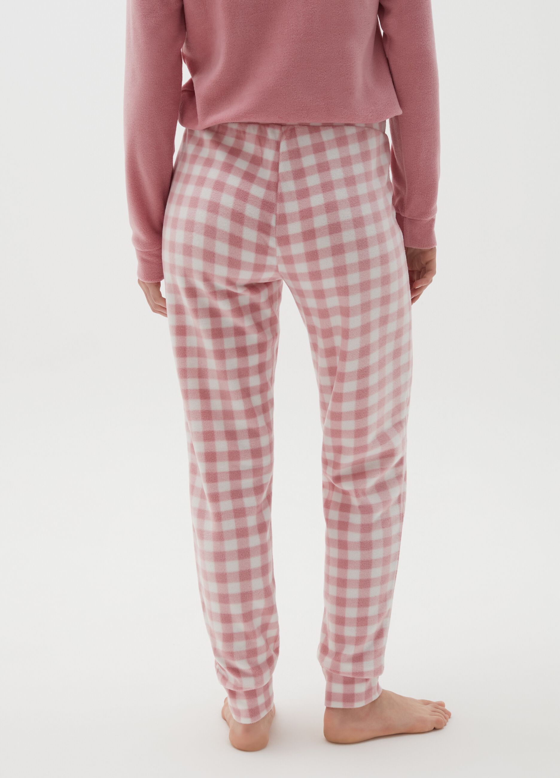 Check pyjama bottoms with drawstring