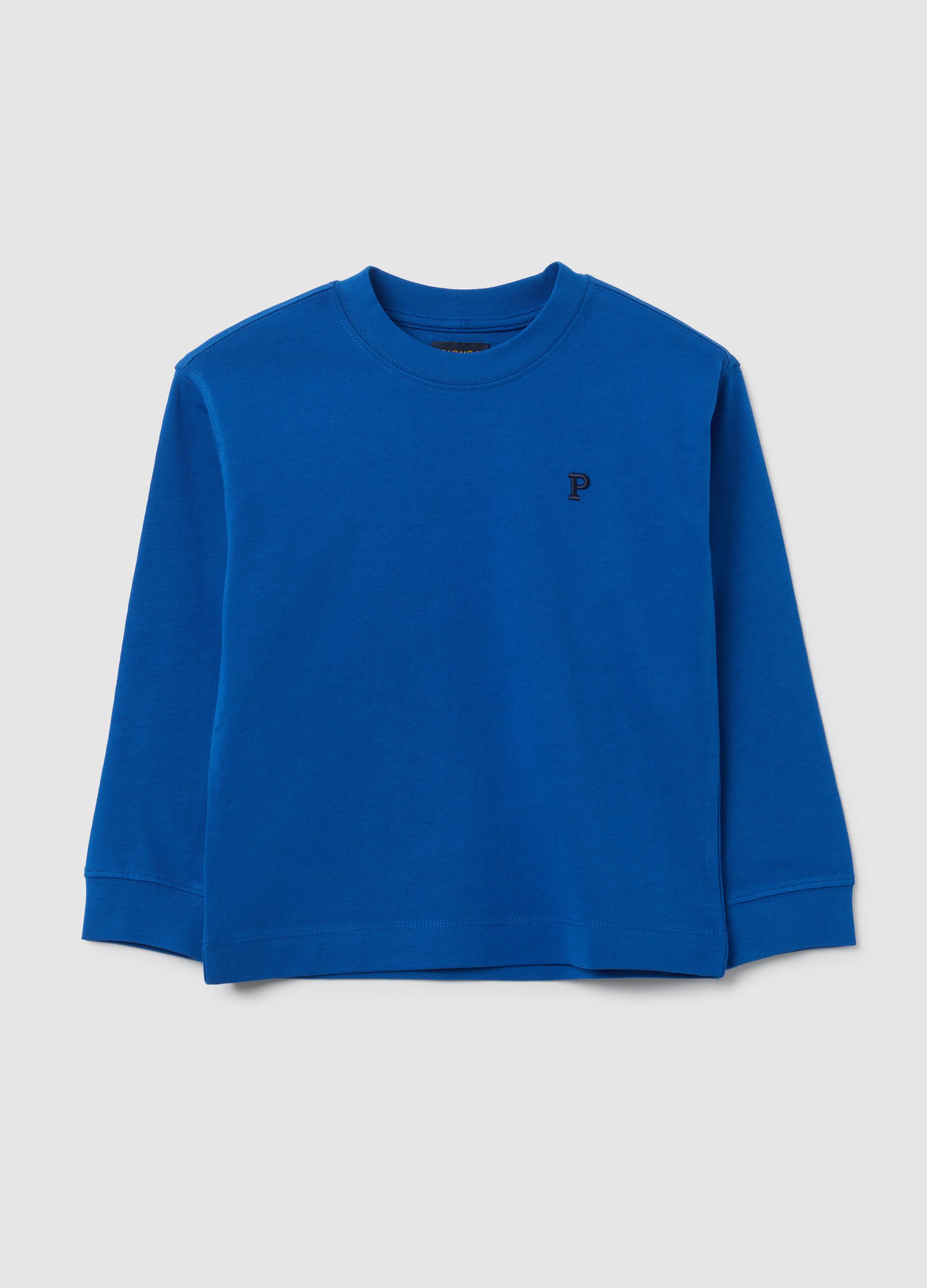 T-shirt da bambino in puro cotone blu regular fit