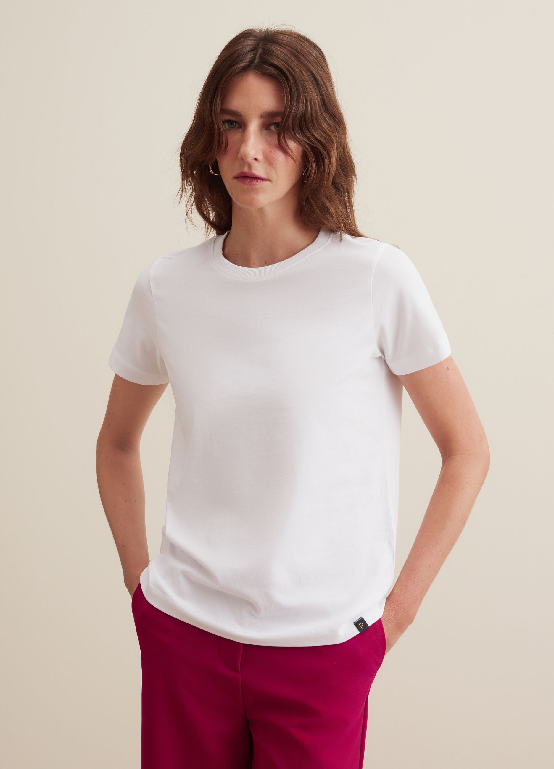 T-shirt in cotone con scollo rotondo_1