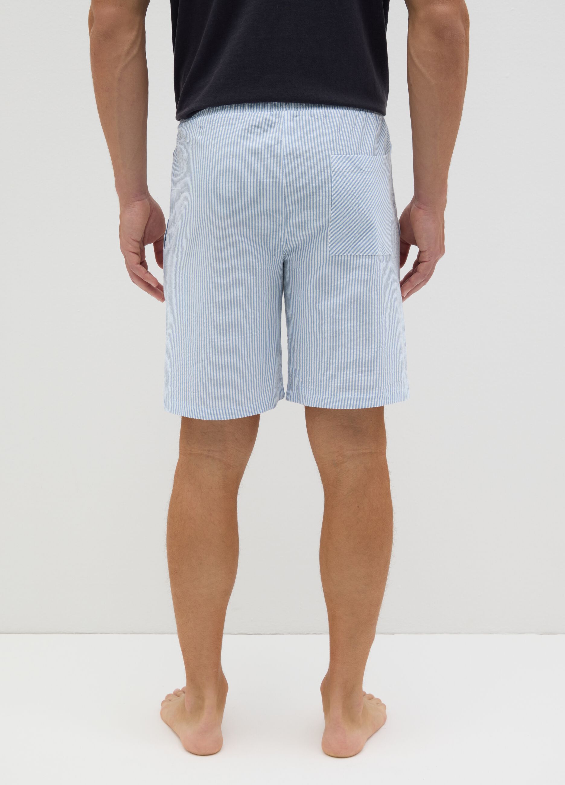 Men's multicolour pure cotton shorts, regular fit with drawstring