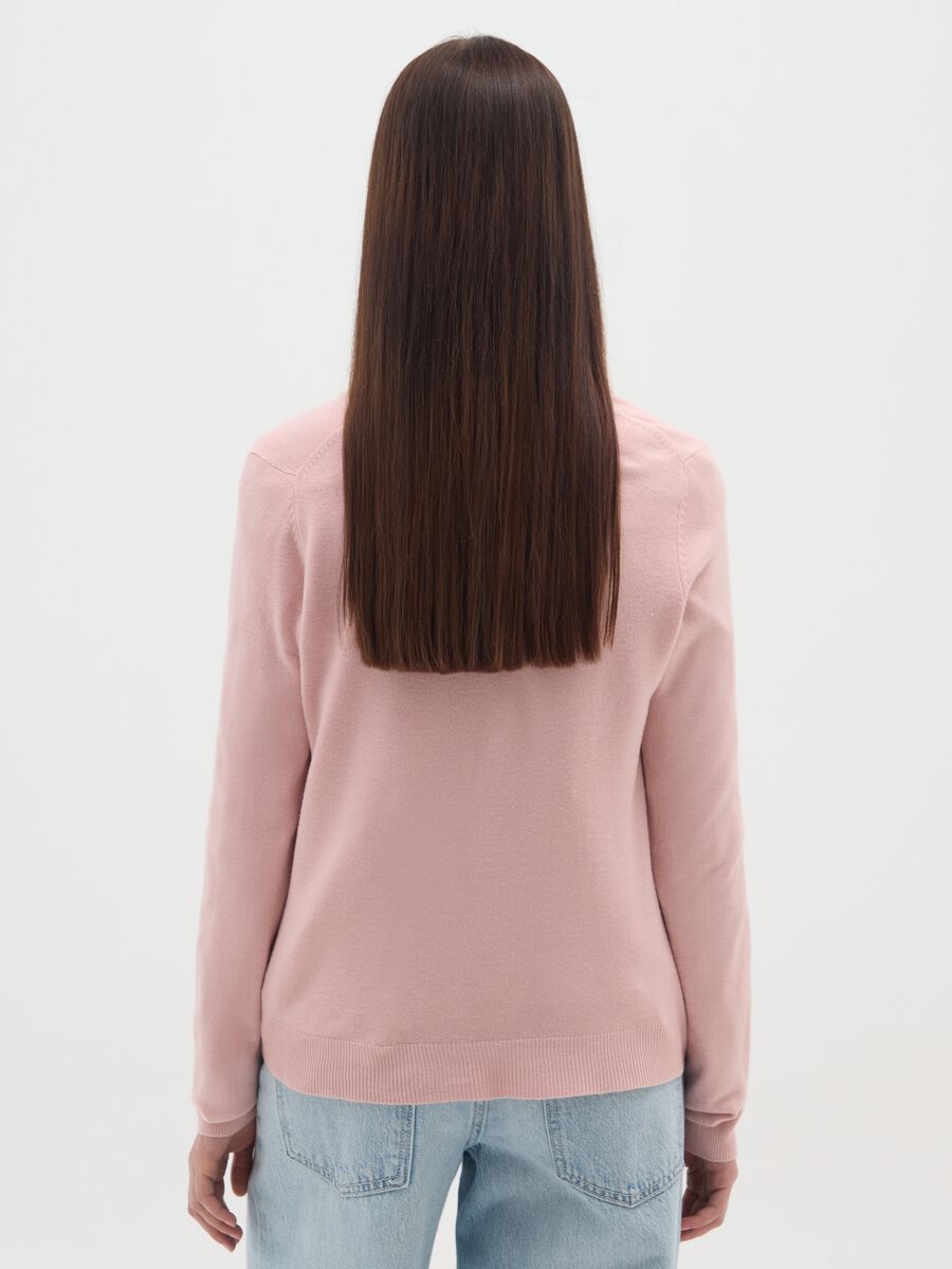 Pink regular fit cardigan with buttons_2