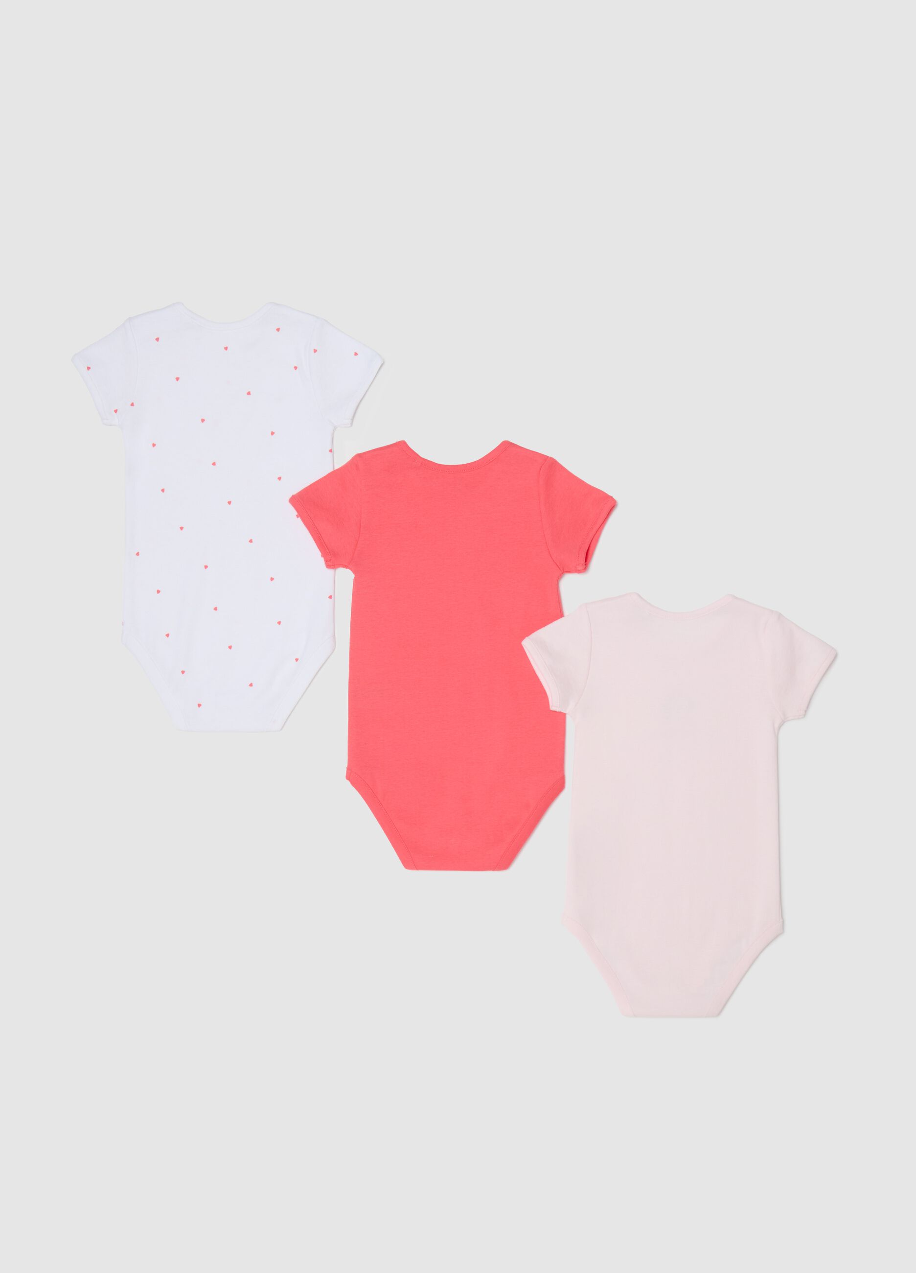 Three-pack bodysuits in organic cotton with small hearts and girl puppy print