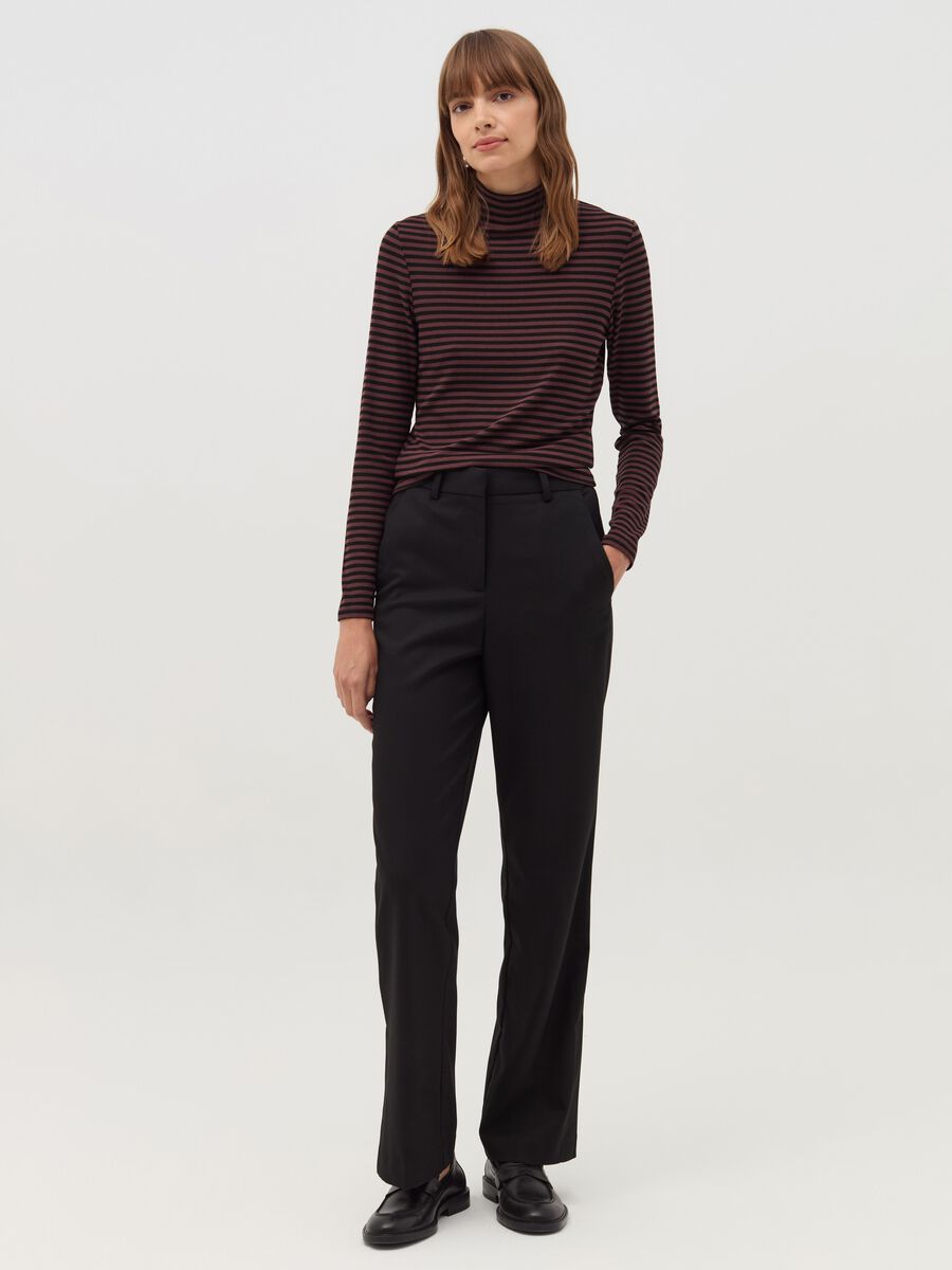 Striped T-shirt with mock neck_1
