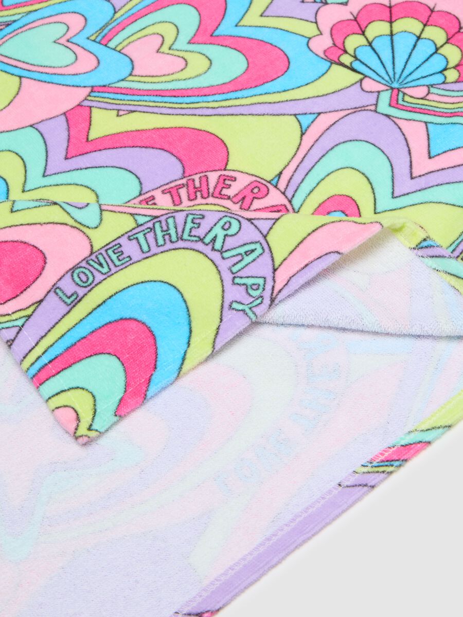 Multicolour cotton poncho with hearts_2