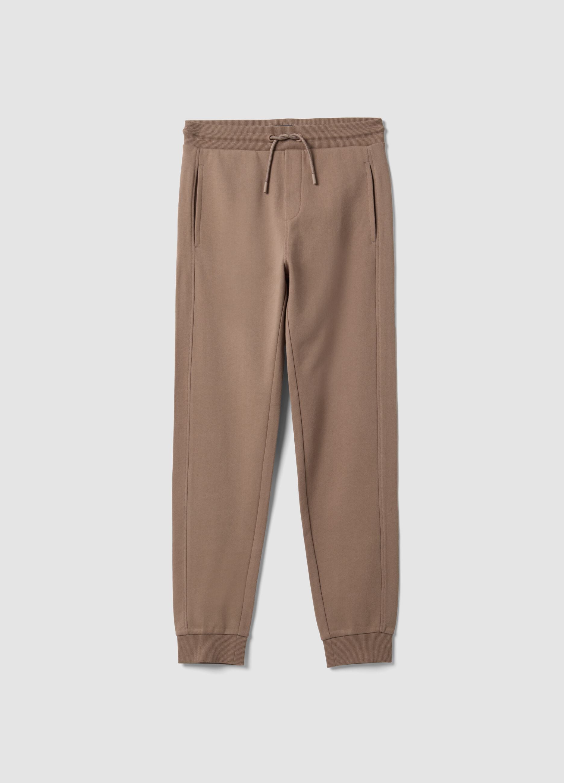 Beige organic cotton jogger trousers