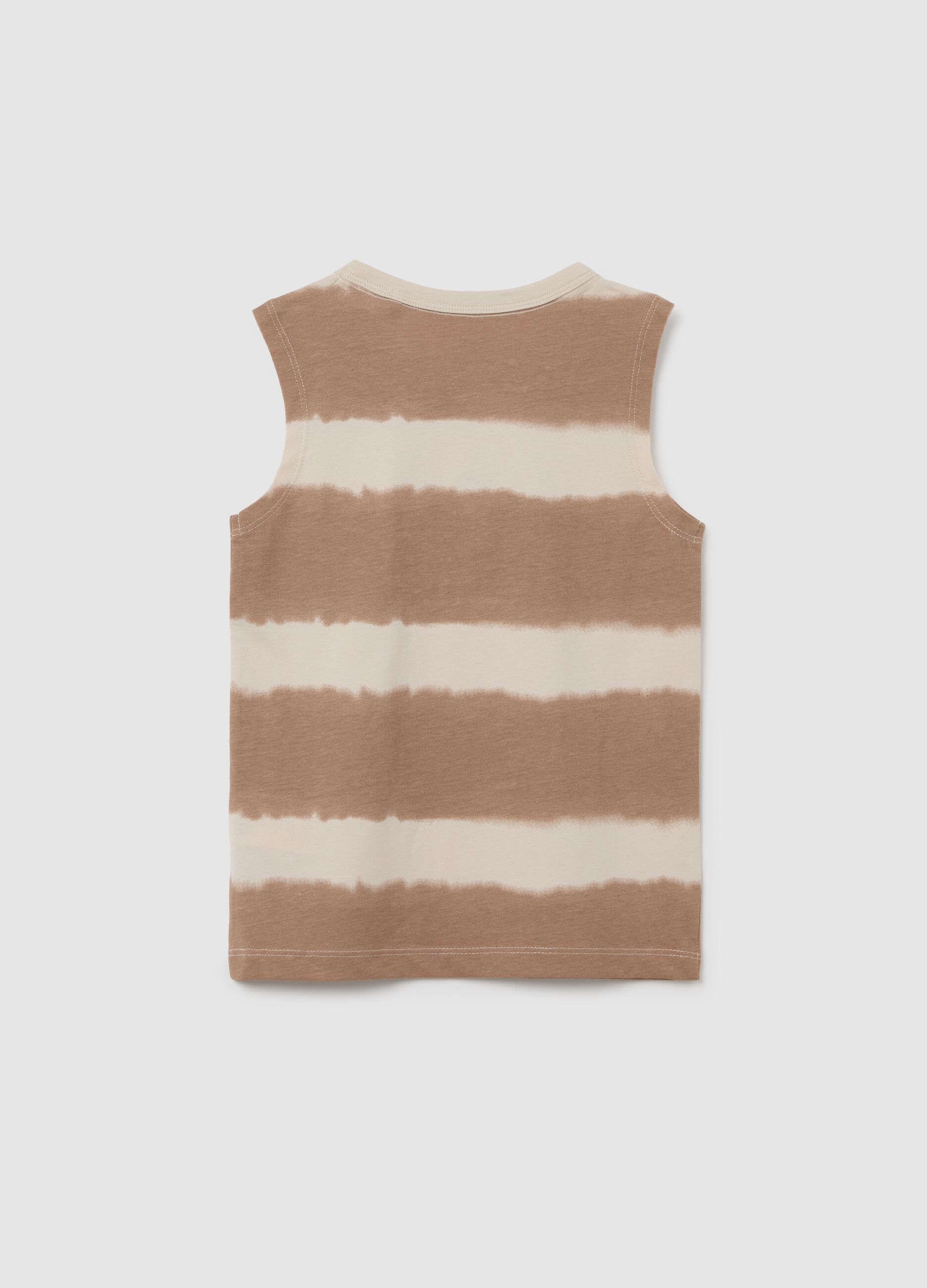 Canotta da bambino in puro cotone beige regular fit con stampa