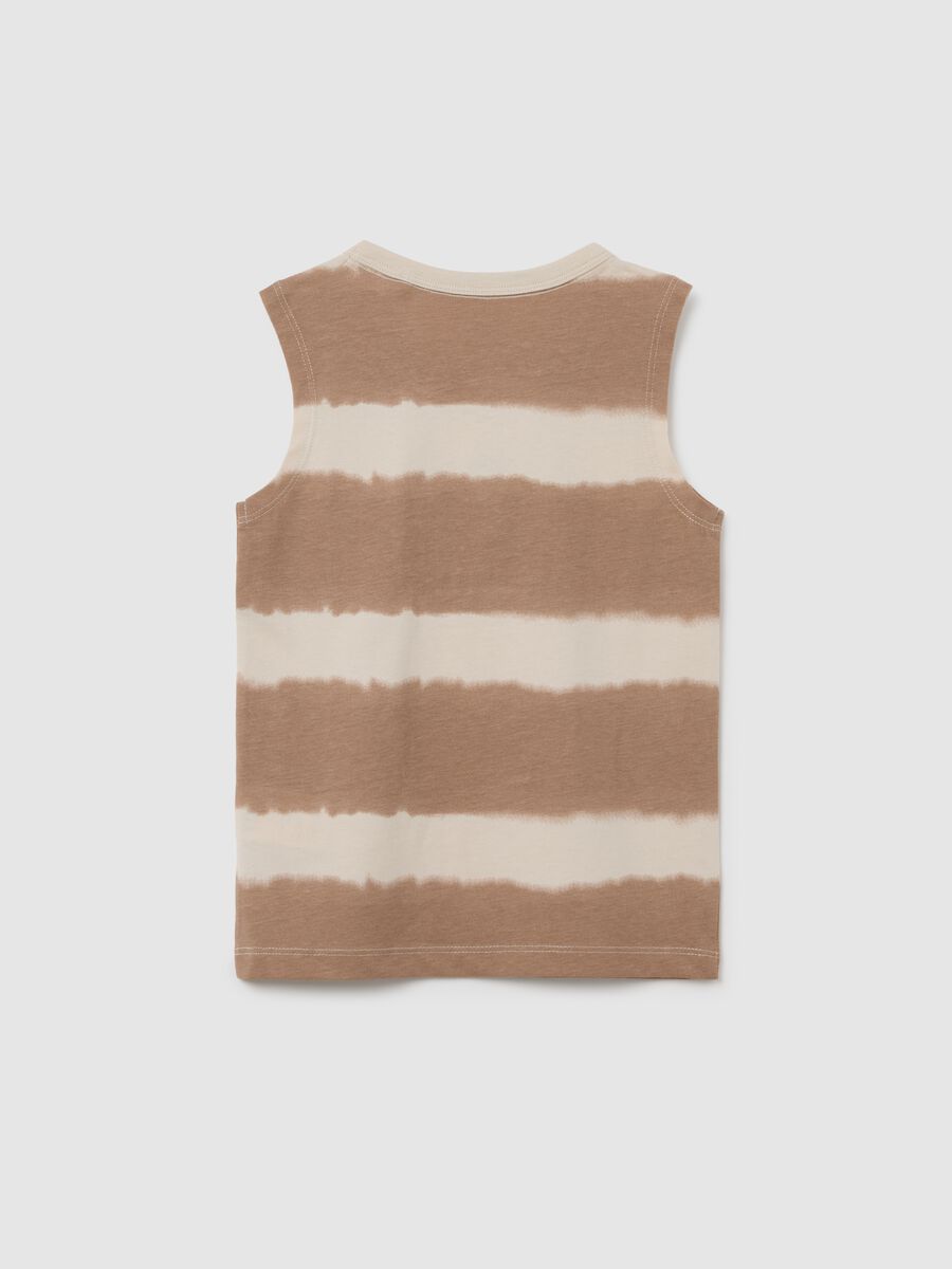 Children's vest in pure beige cotton regular fit with print_1