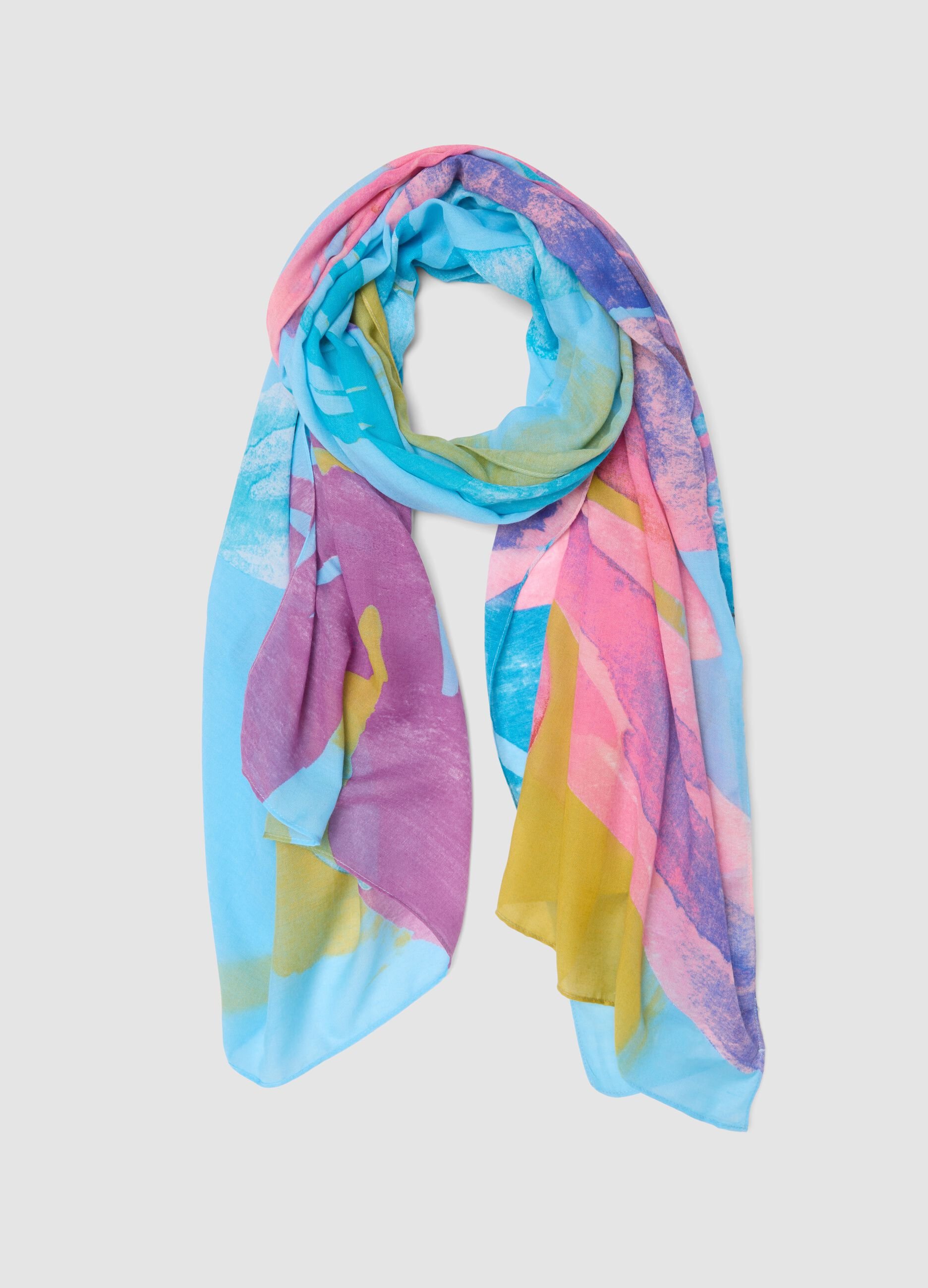 Multicolour floral print scarf