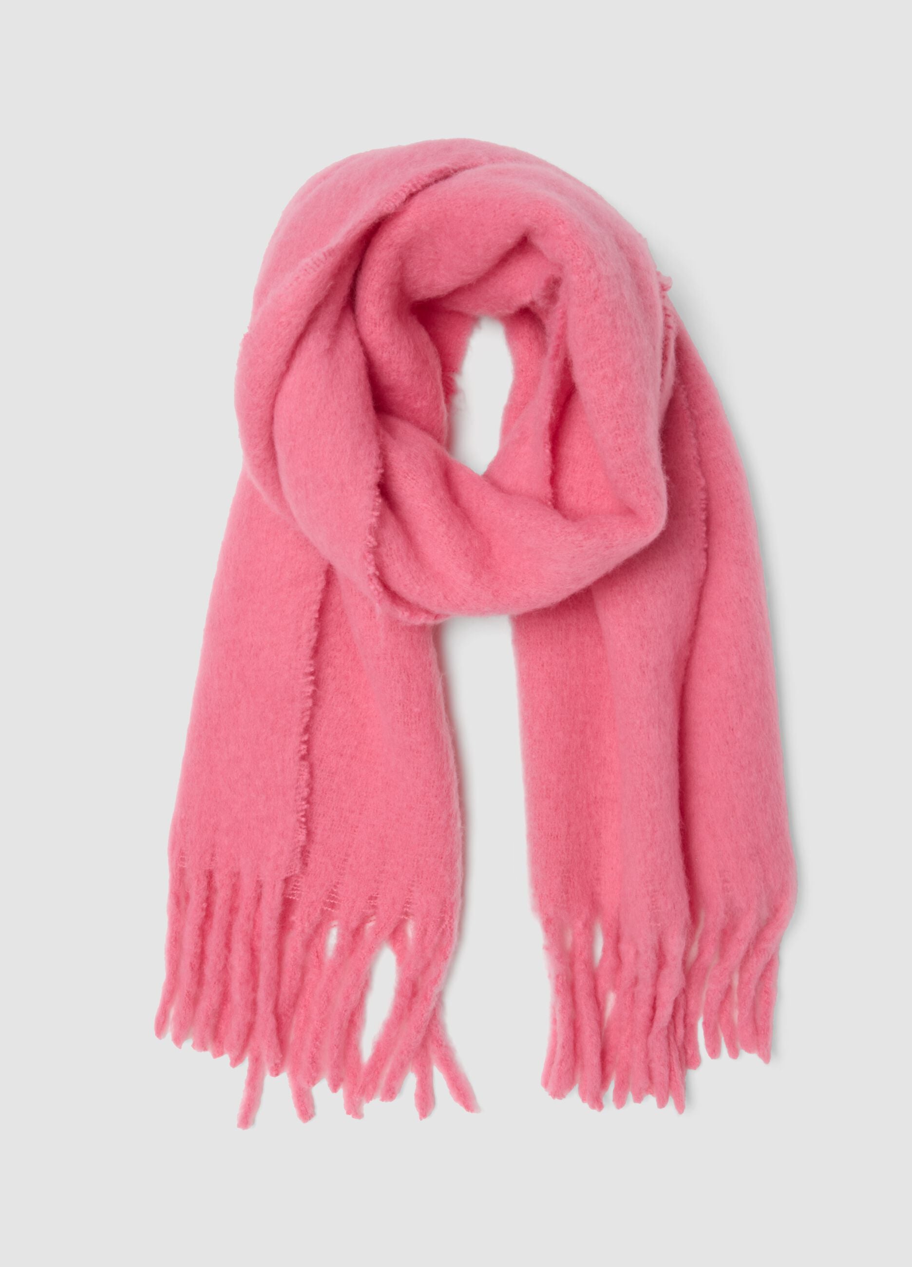 Sciarpa rosa con frange