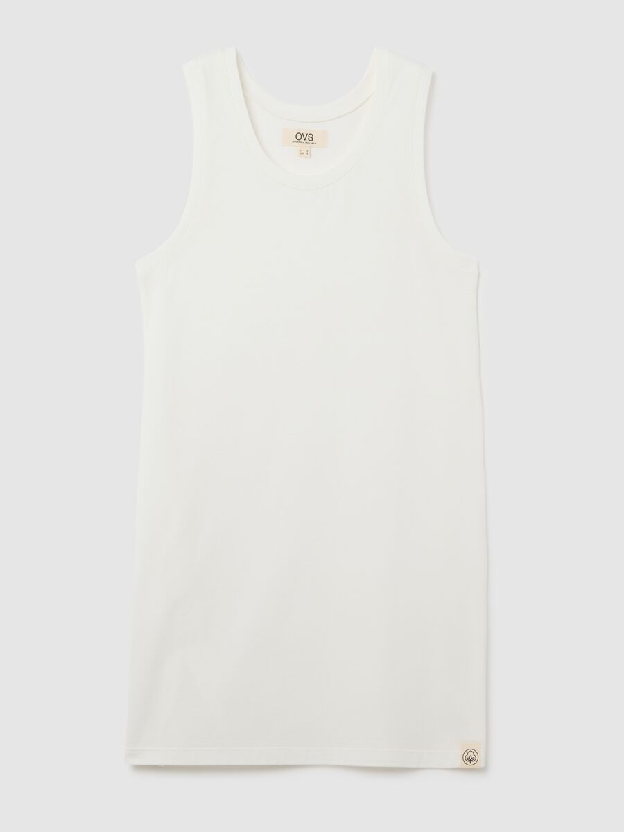 Women's full-length white sleeveless dress in 100% cotton_4