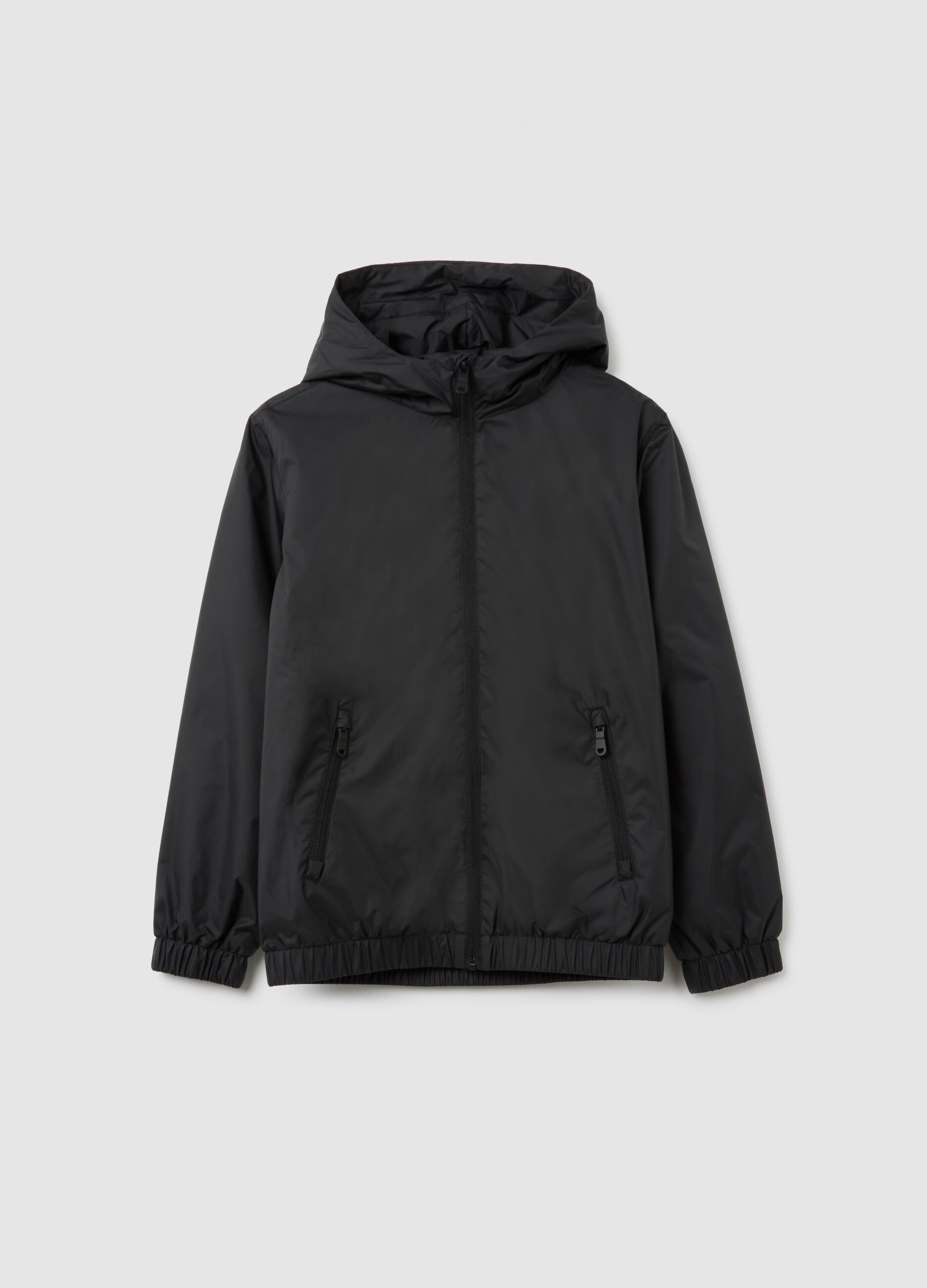 Boy's jacket in black water repellent