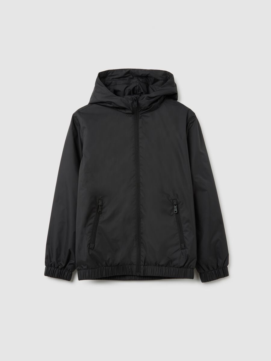 Giubbotto da ragazzo in nero water repellent_0