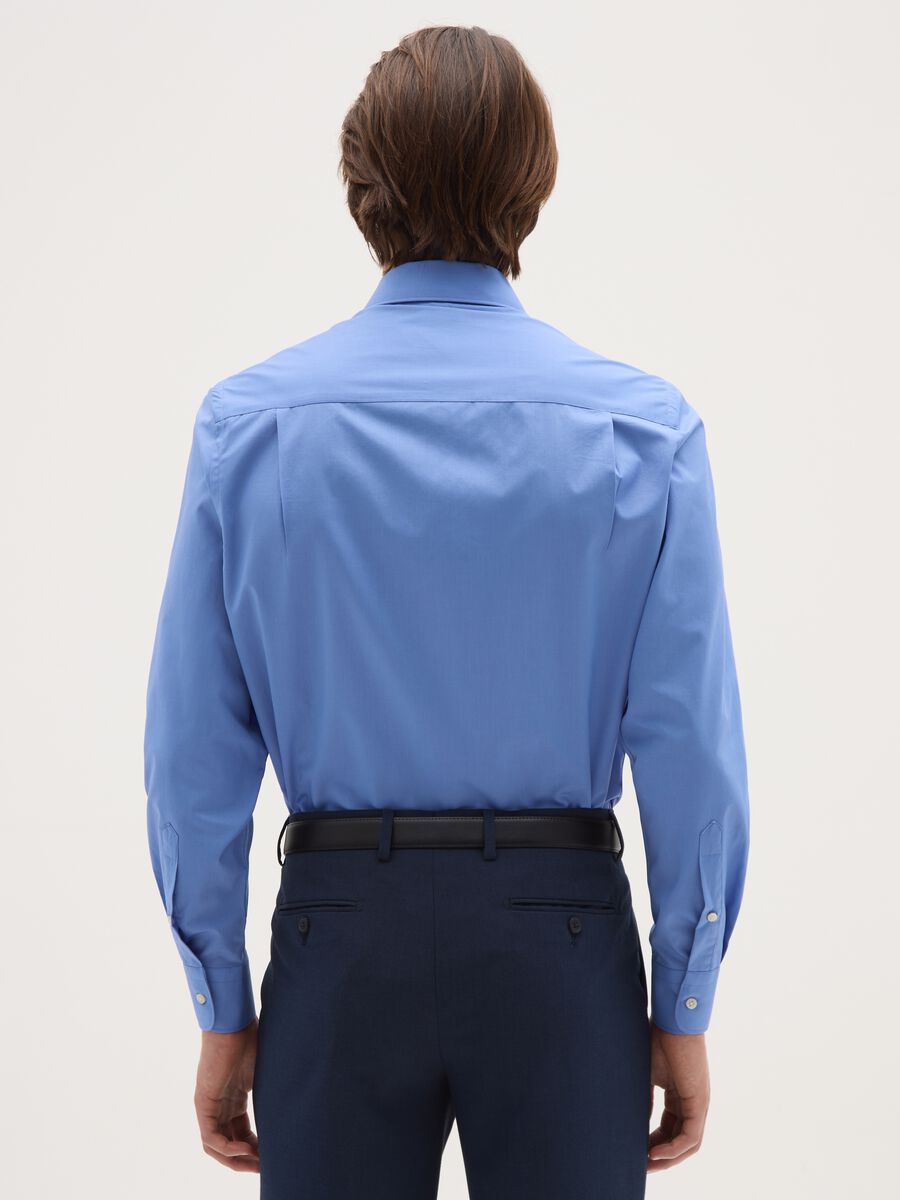 Blue long-sleeve cotton blend shirt_2
