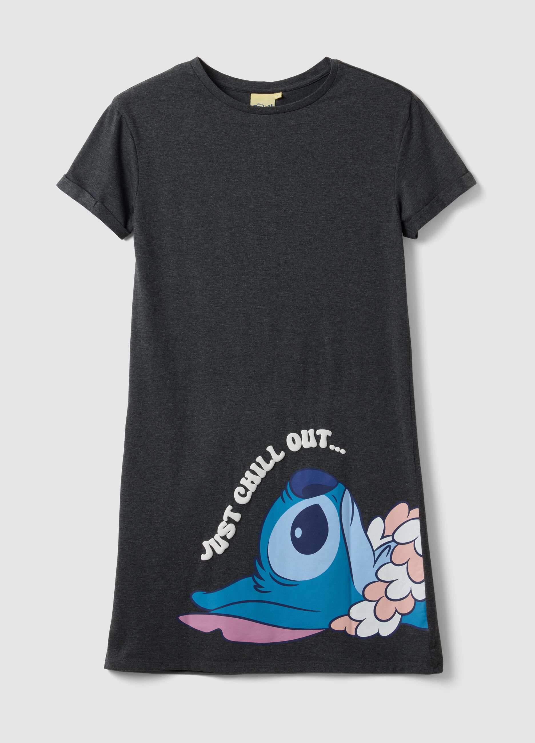 Grey pure cotton nightdress with Stitch print