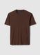 Brown regular fit linen-cotton blend t-shirt_4